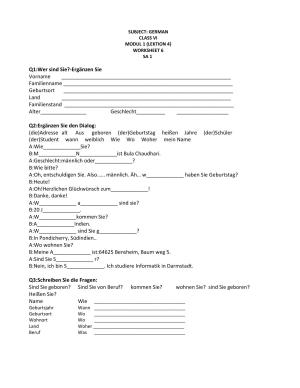 CBSE Worksheets for Class 6 German Assignment 3