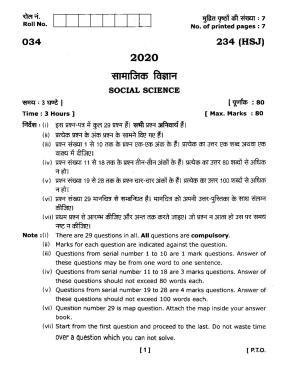 UBSE Class 10 Social Science 2020 Question Paper