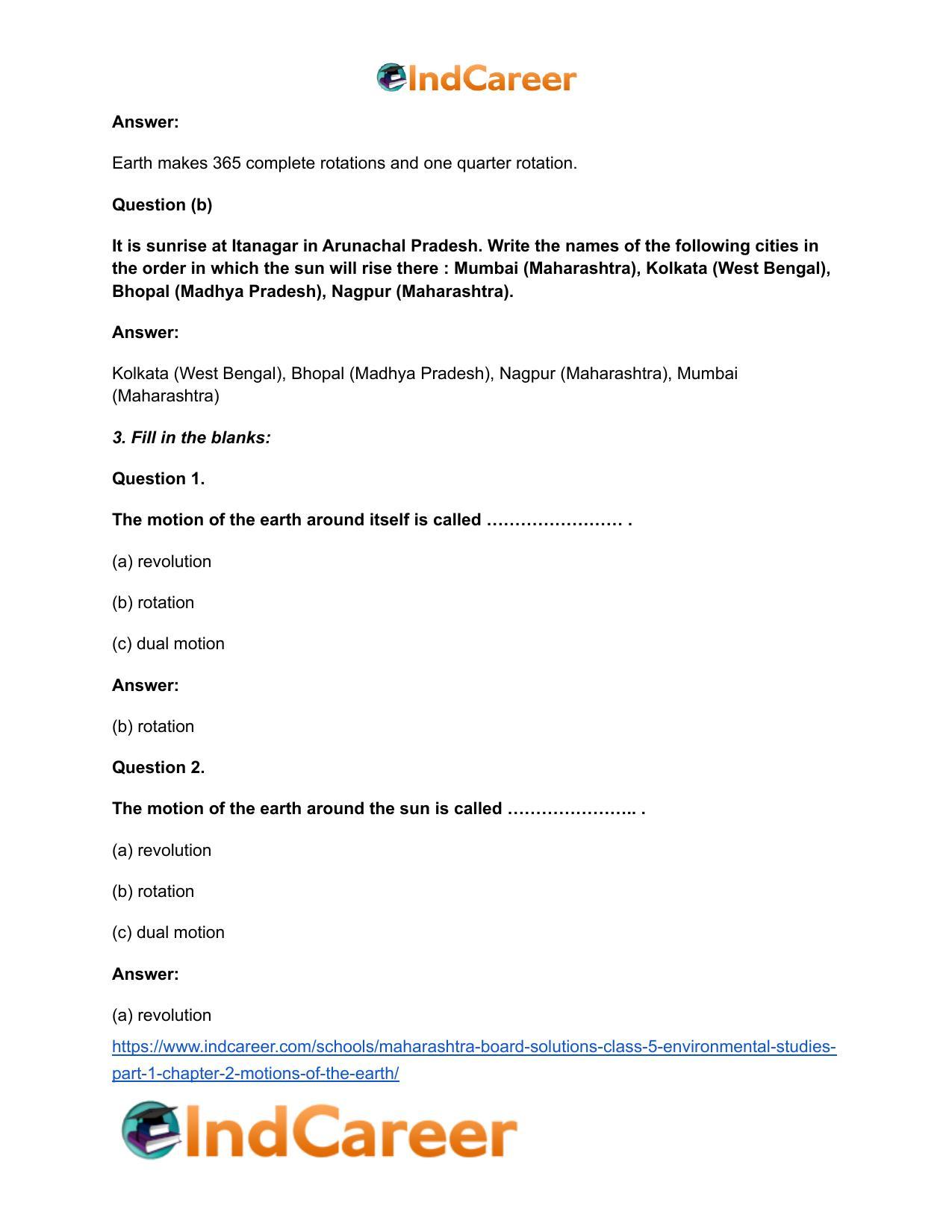 Maharashtra Board Solutions Class 5-Environmental Studies (Part 1): Chapter 2- Motions of the Earth - Page 3