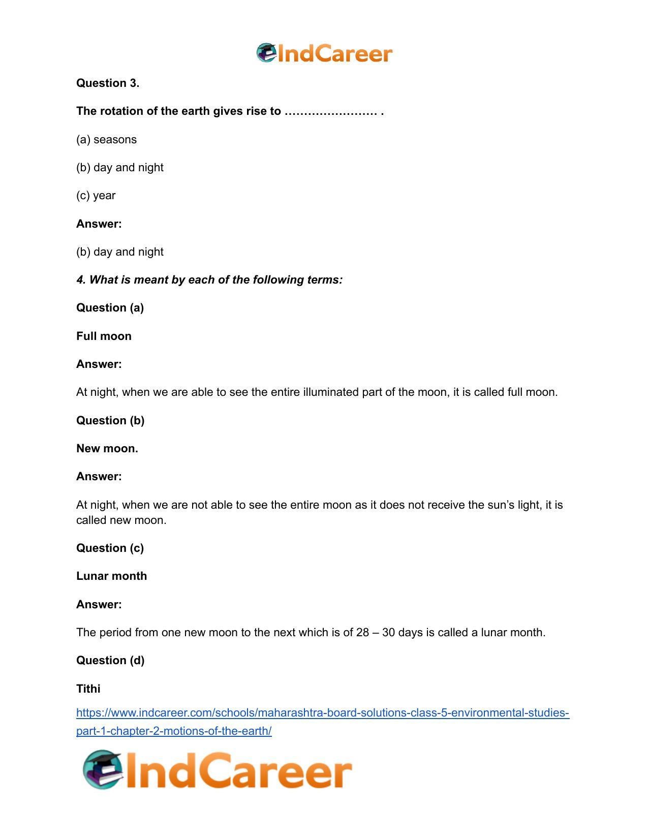 Maharashtra Board Solutions Class 5-Environmental Studies (Part 1): Chapter 2- Motions of the Earth - Page 4