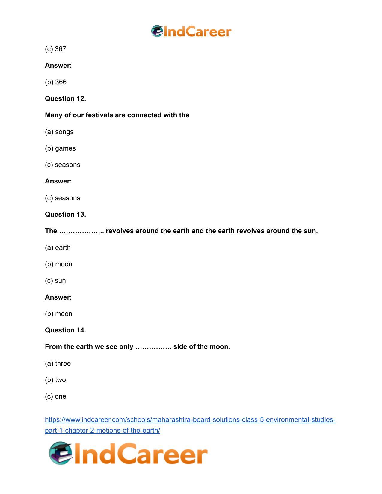 Maharashtra Board Solutions Class 5-Environmental Studies (Part 1): Chapter 2- Motions of the Earth - Page 9