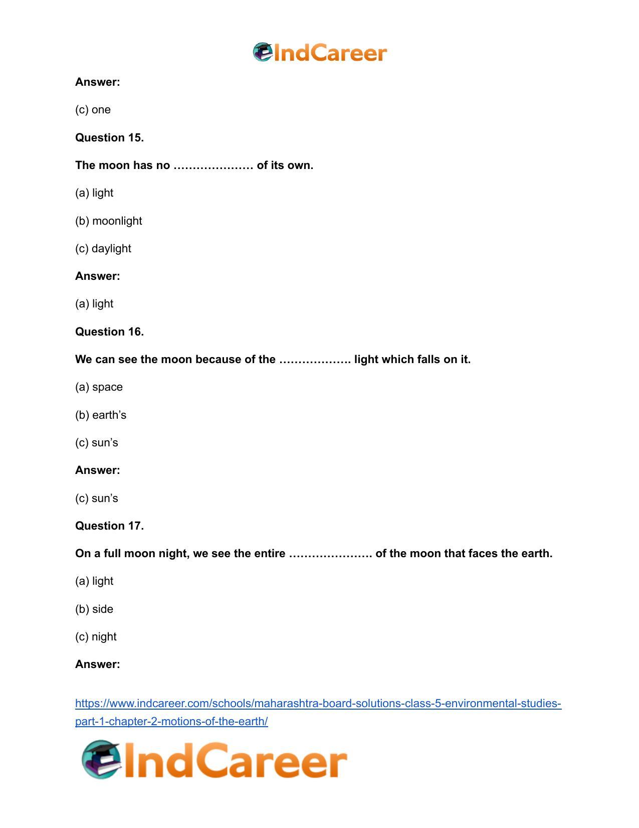 Maharashtra Board Solutions Class 5-Environmental Studies (Part 1): Chapter 2- Motions of the Earth - Page 10
