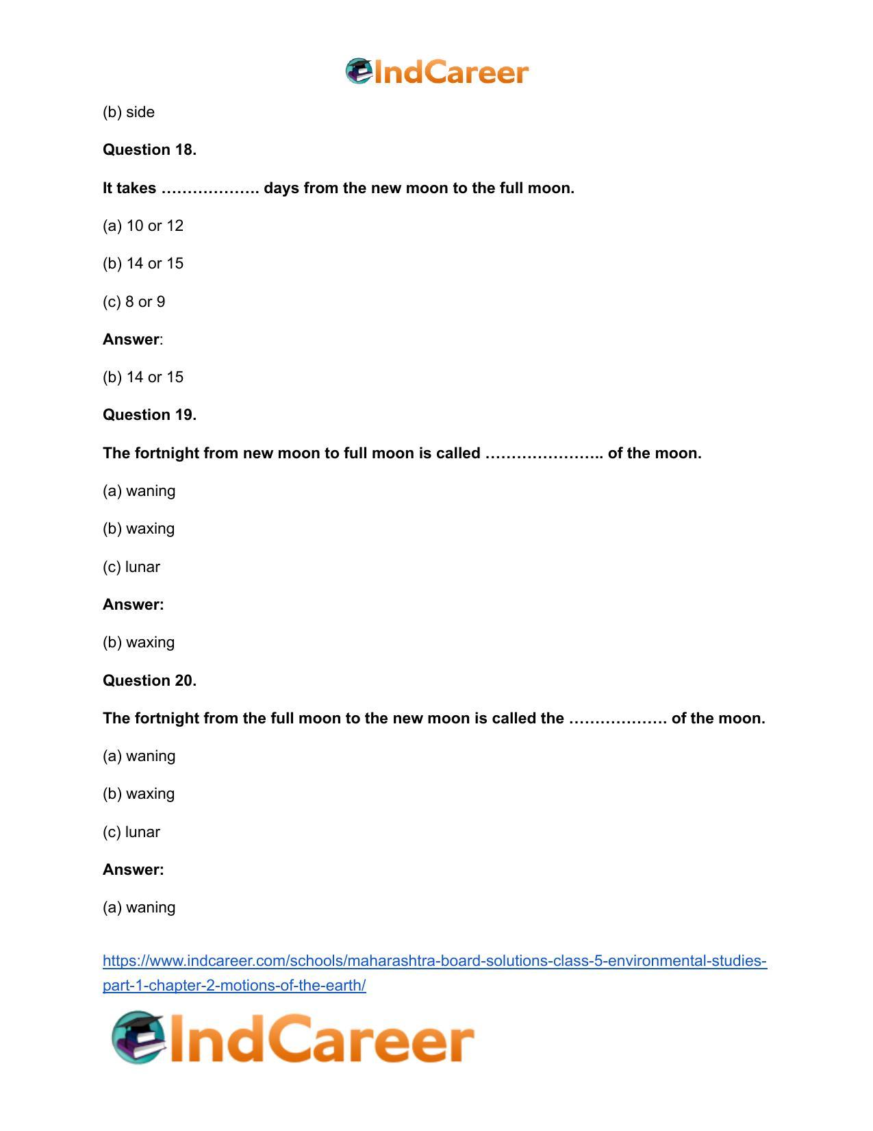 Maharashtra Board Solutions Class 5-Environmental Studies (Part 1): Chapter 2- Motions of the Earth - Page 11