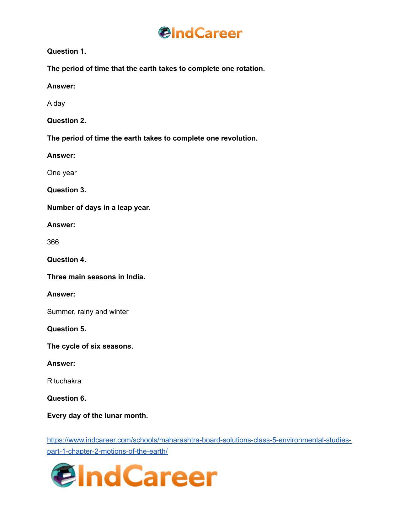 Maharashtra Board Solutions Class 5-Environmental Studies (Part 1): Chapter 2- Motions of the Earth - Page 13