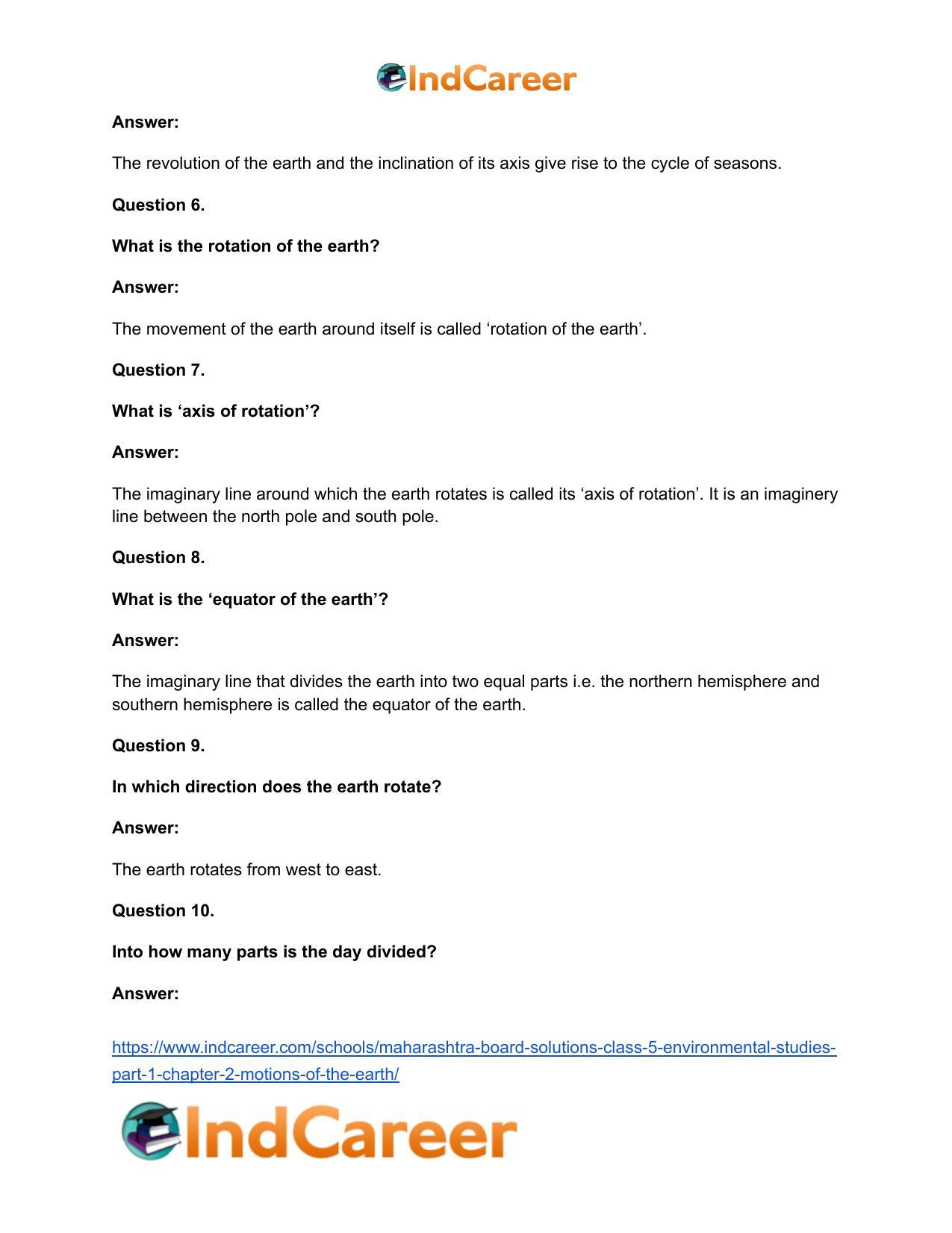 Maharashtra Board Solutions Class 5-Environmental Studies (Part 1): Chapter 2- Motions of the Earth - Page 16