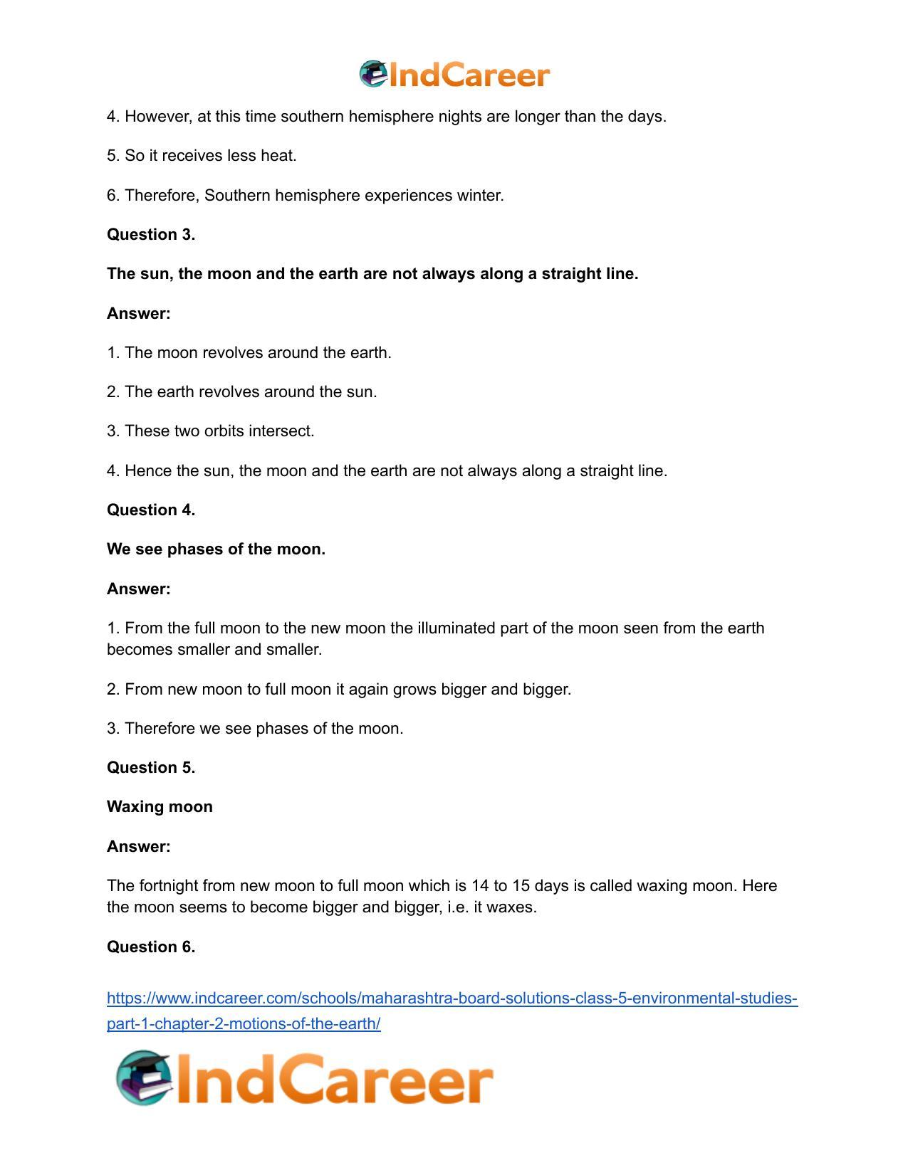 Maharashtra Board Solutions Class 5-Environmental Studies (Part 1): Chapter 2- Motions of the Earth - Page 19