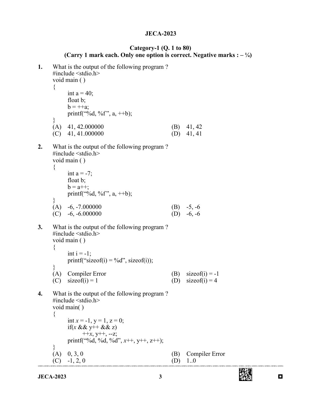 WB JECA 2023 Question Paper - Page 3