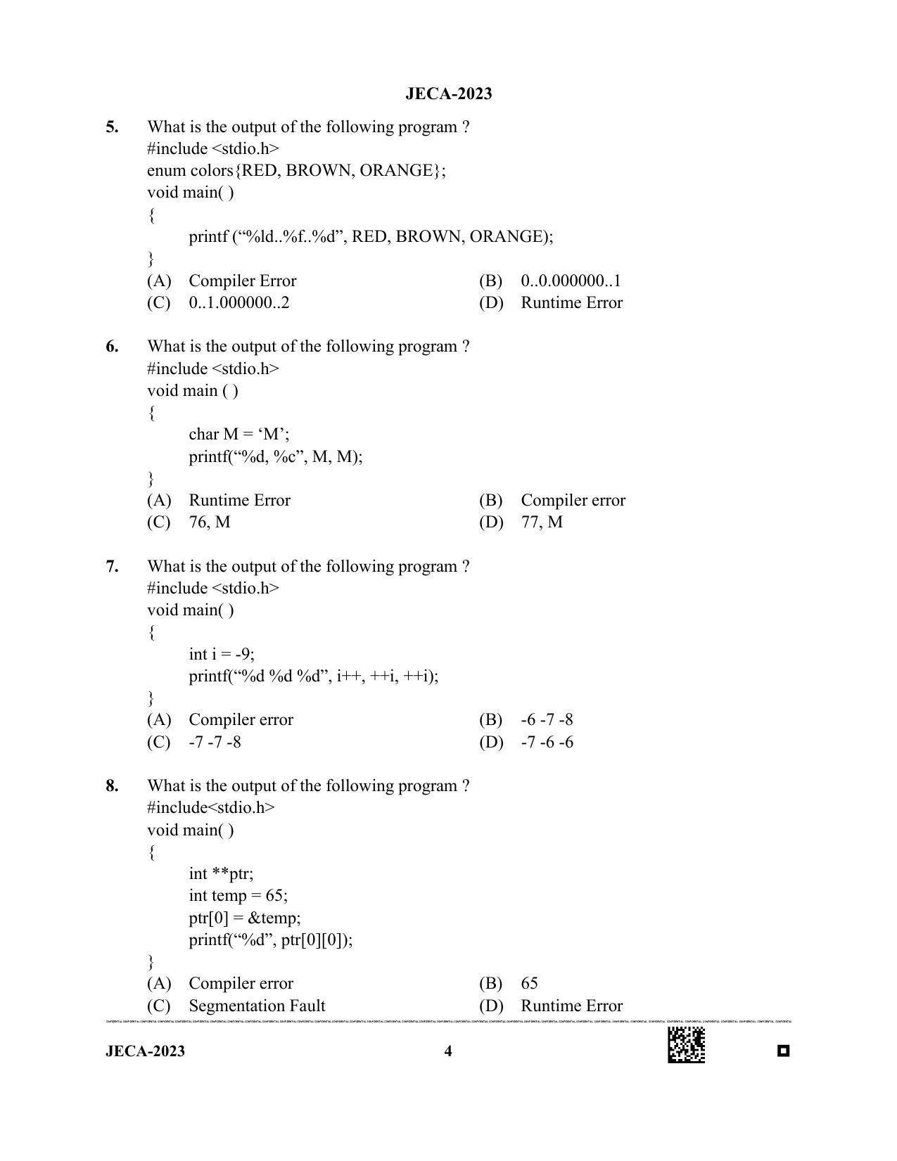 WB JECA 2023 Question Paper - Page 4