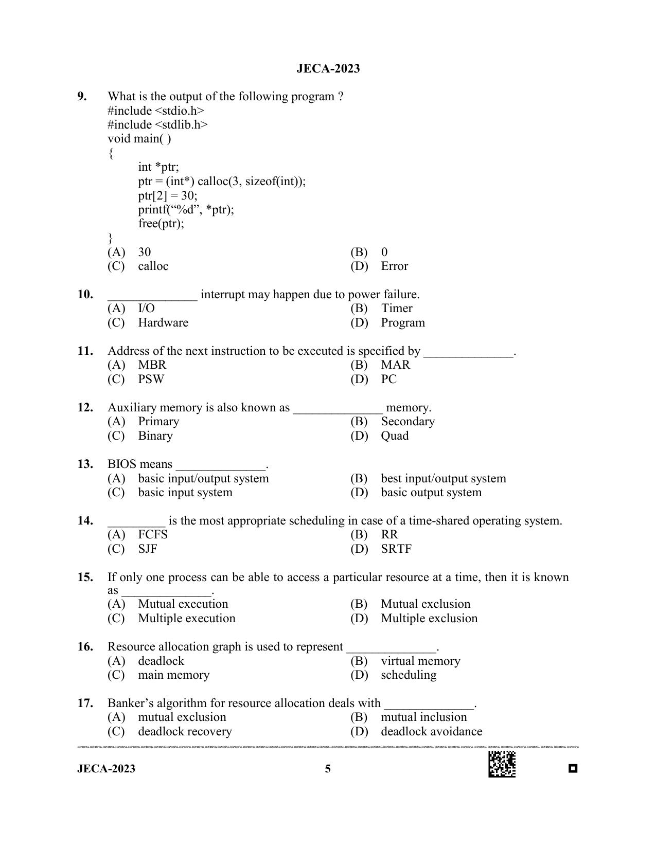 WB JECA 2023 Question Paper - Page 5