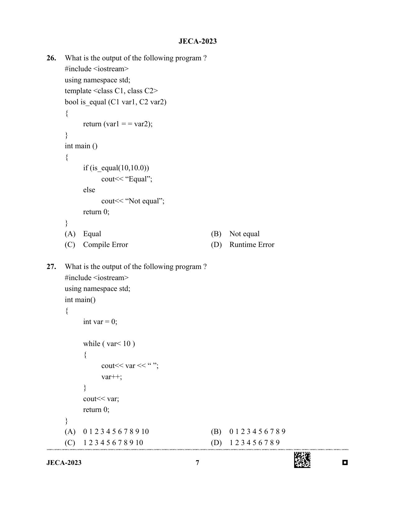 WB JECA 2023 Question Paper - Page 7
