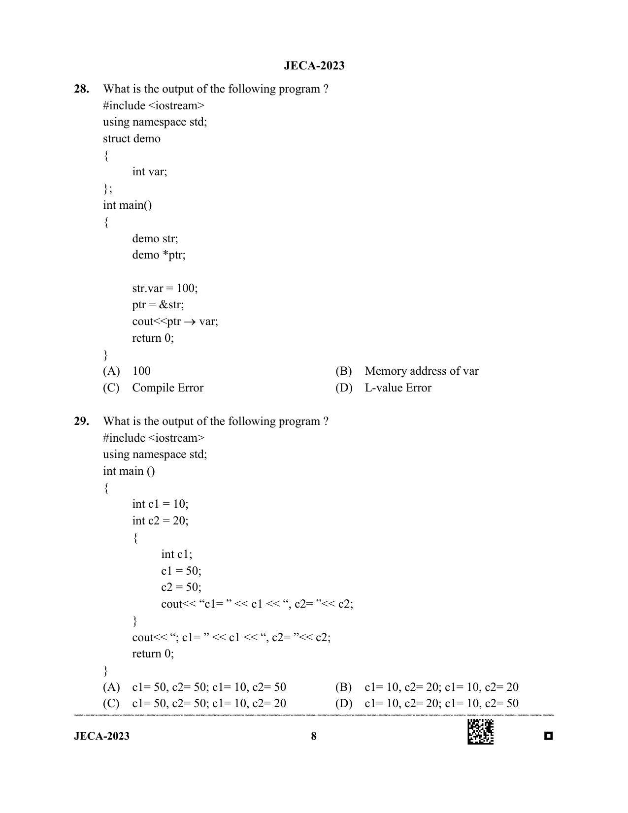 WB JECA 2023 Question Paper - Page 8