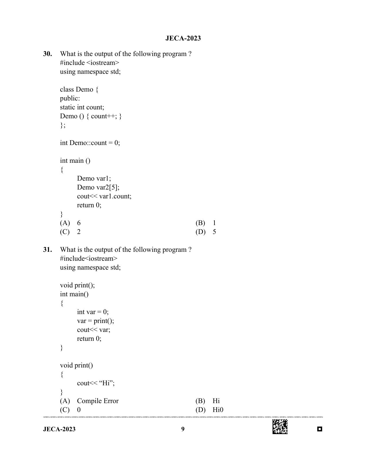 WB JECA 2023 Question Paper - Page 9