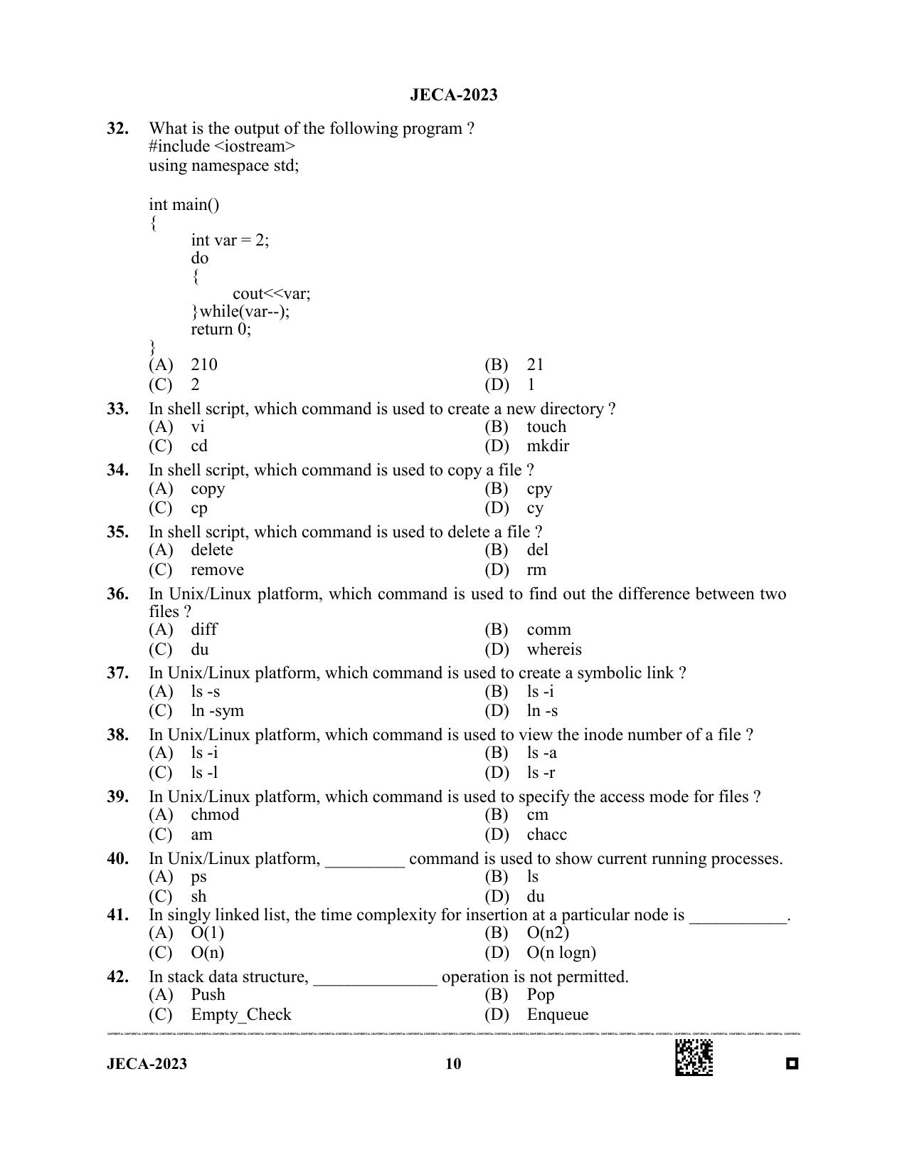 WB JECA 2023 Question Paper - Page 10