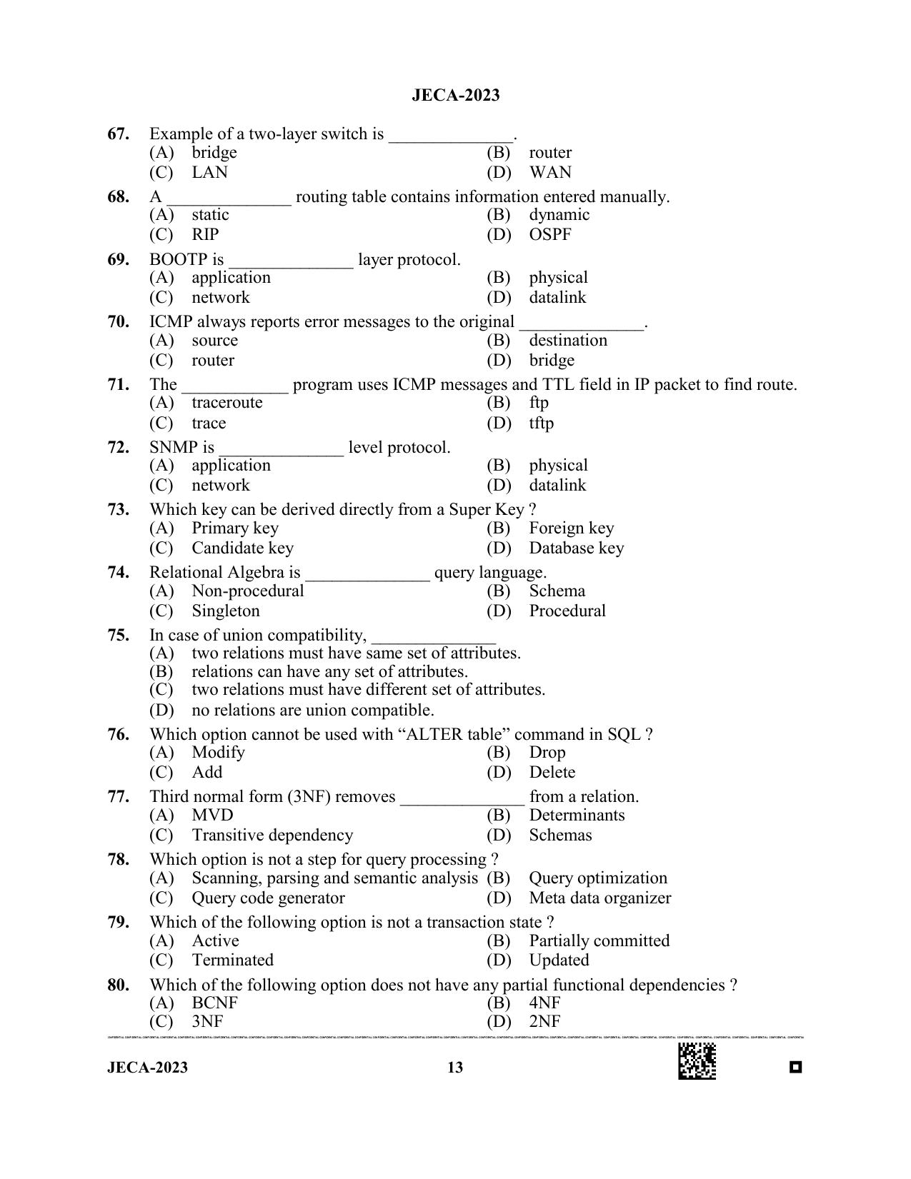 WB JECA 2023 Question Paper - Page 13