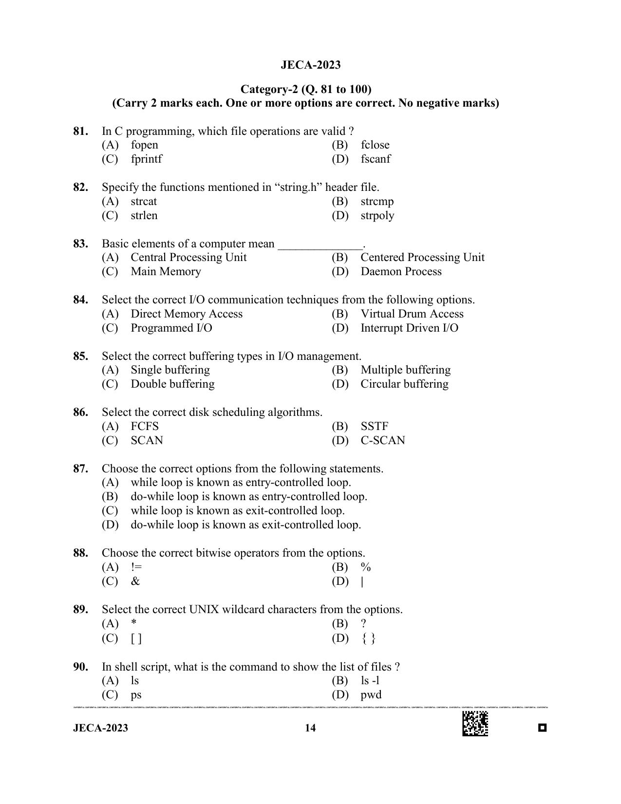 WB JECA 2023 Question Paper - Page 14