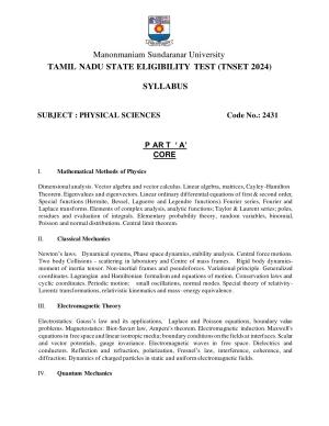 TNSET Syllabus - Physical Sciences