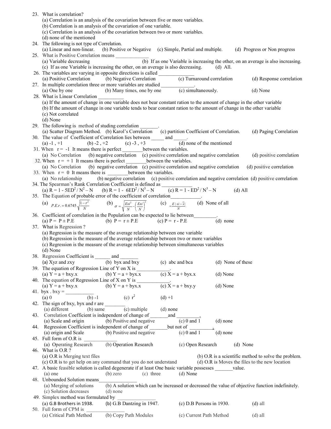 Hemchand North Gujarat University Sample Paper July-Sept 2021: B.C.A. Semester-III - 303 : Statistics and Optimisation  Paper Code - 3658 (Old Course) - Page 2