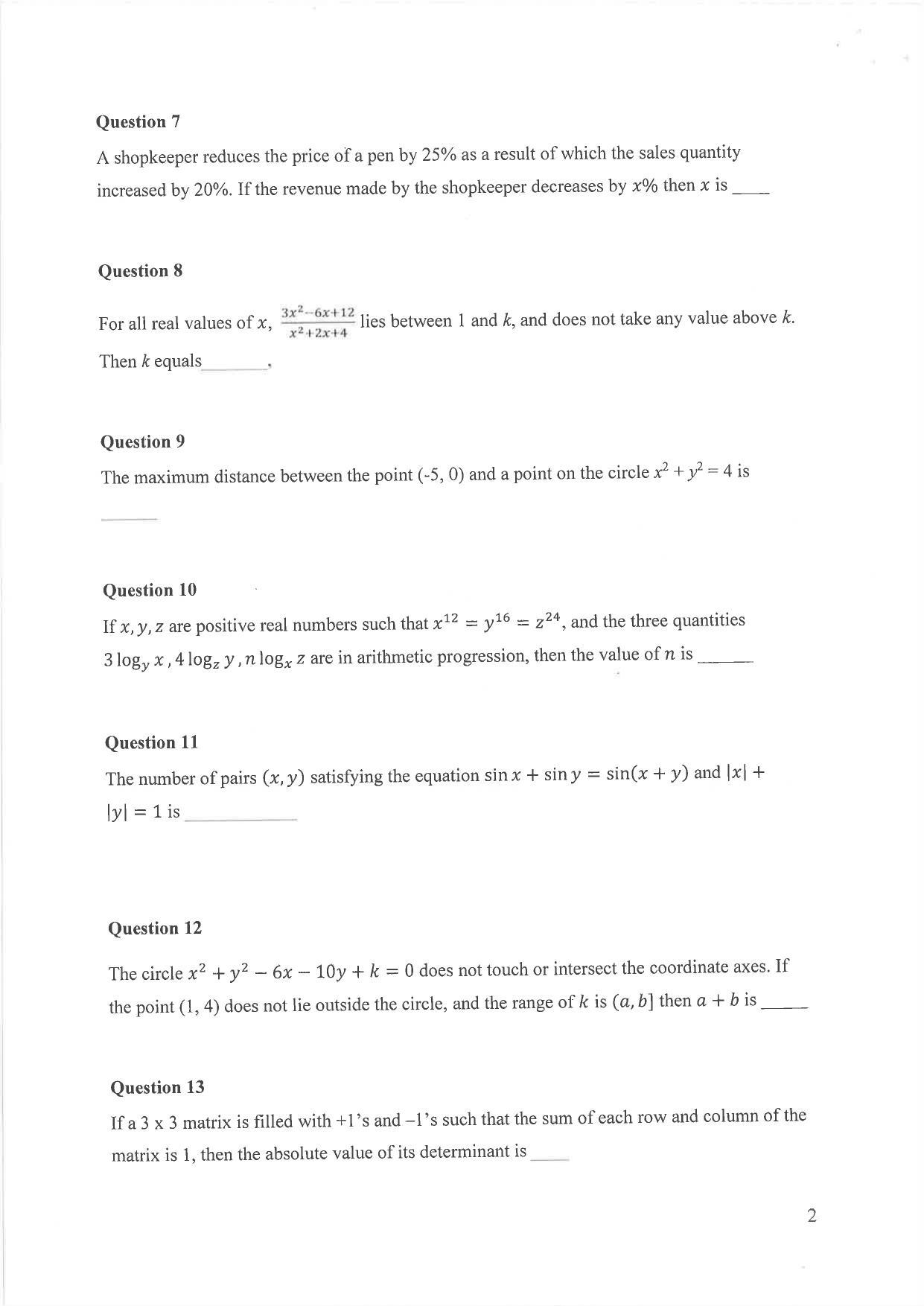 IIM Indore IPM 2019 Question Paper - Page 2