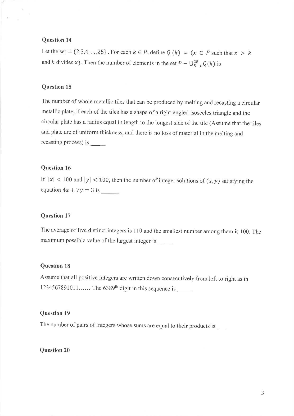 IIM Indore IPM 2019 Question Paper - Page 3