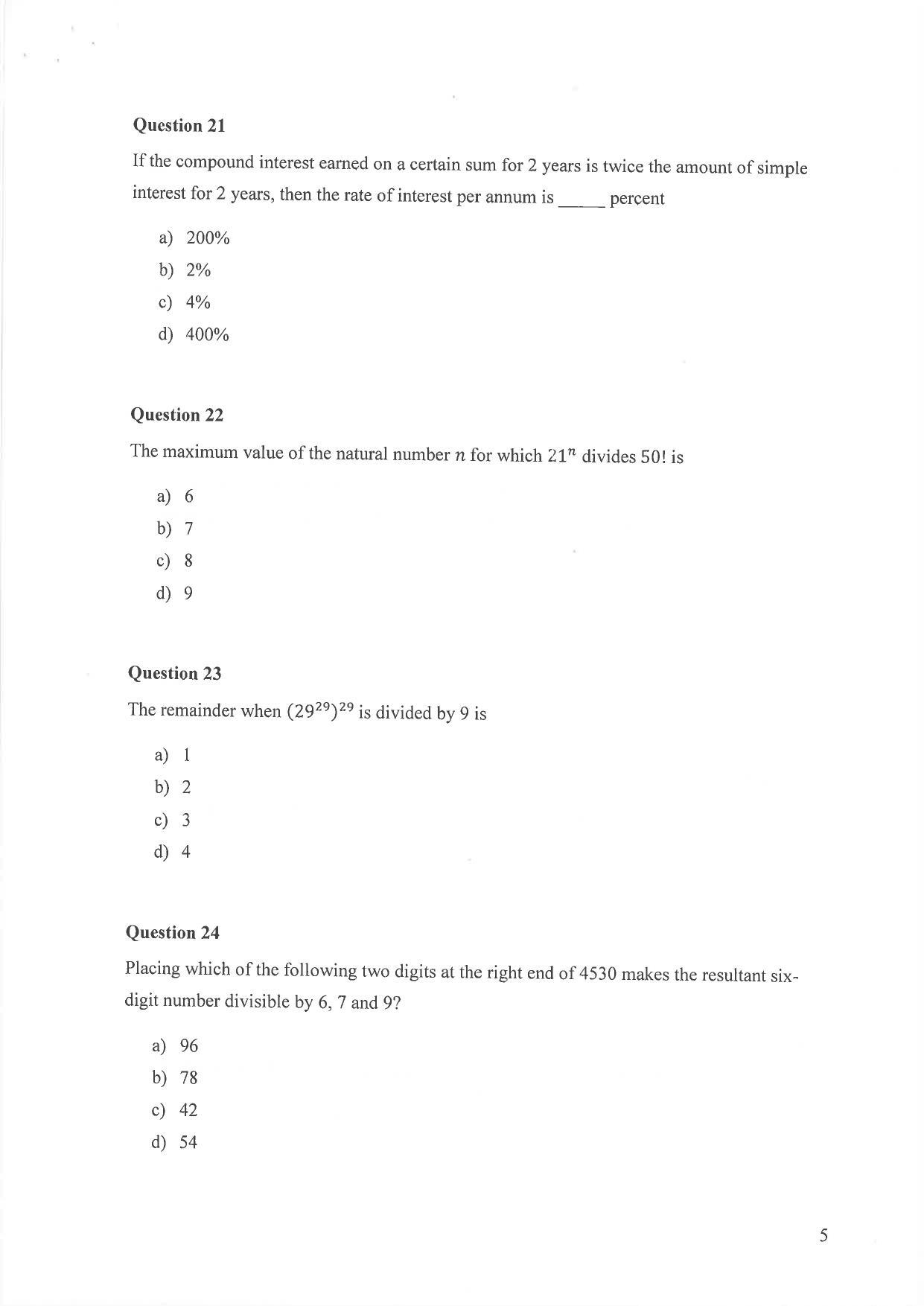 IIM Indore IPM 2019 Question Paper - Page 5