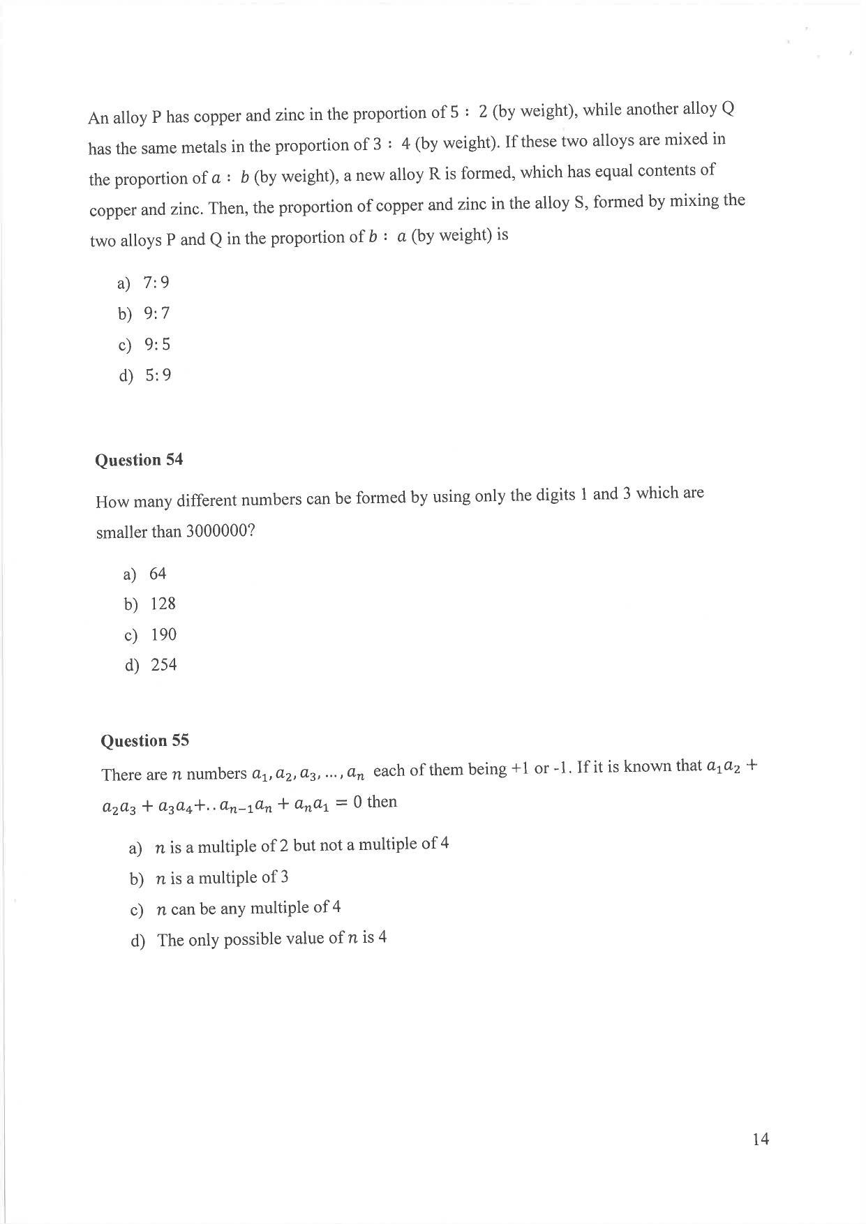 IIM Indore IPM 2019 Question Paper - Page 14