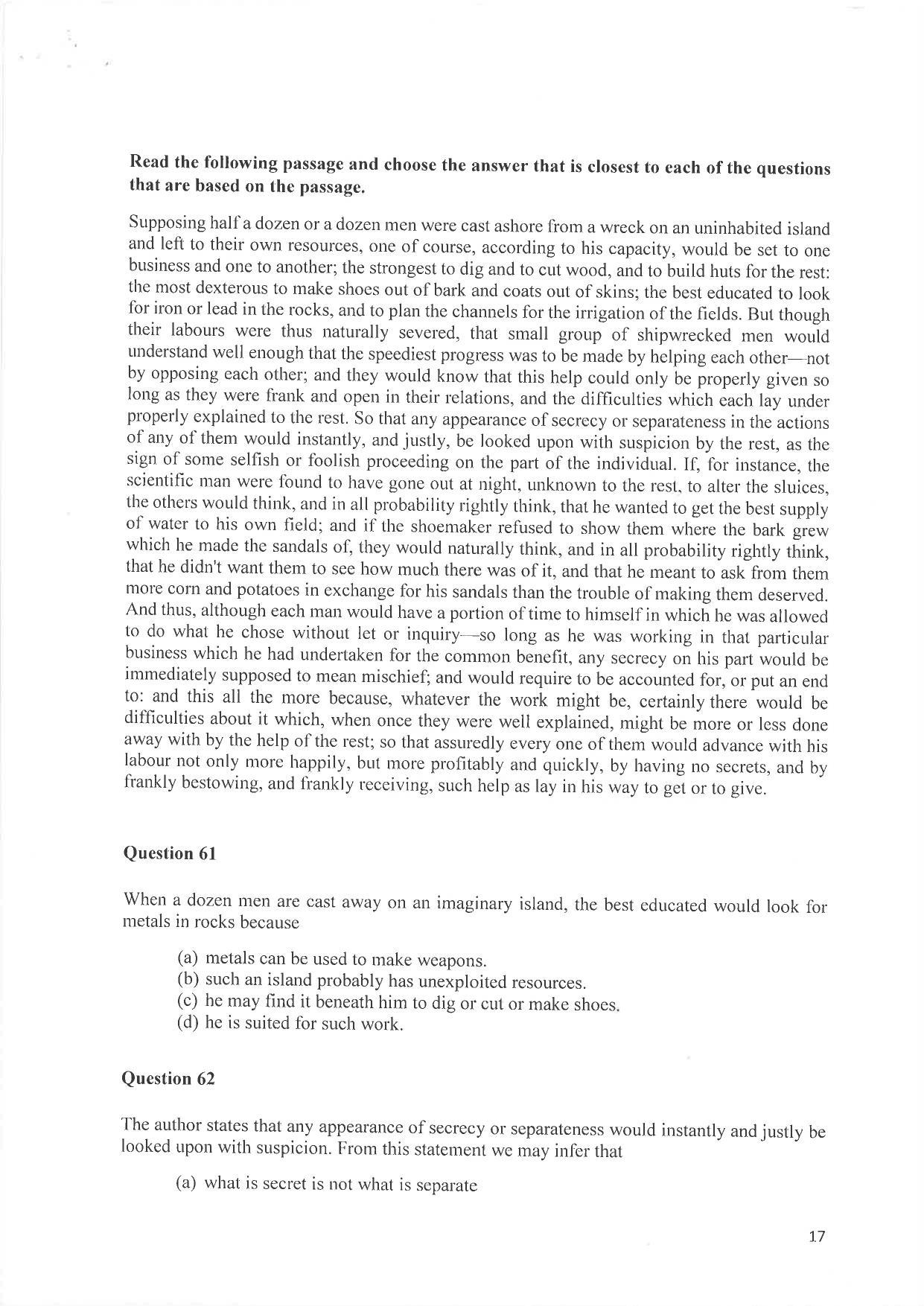 IIM Indore IPM 2019 Question Paper - Page 17