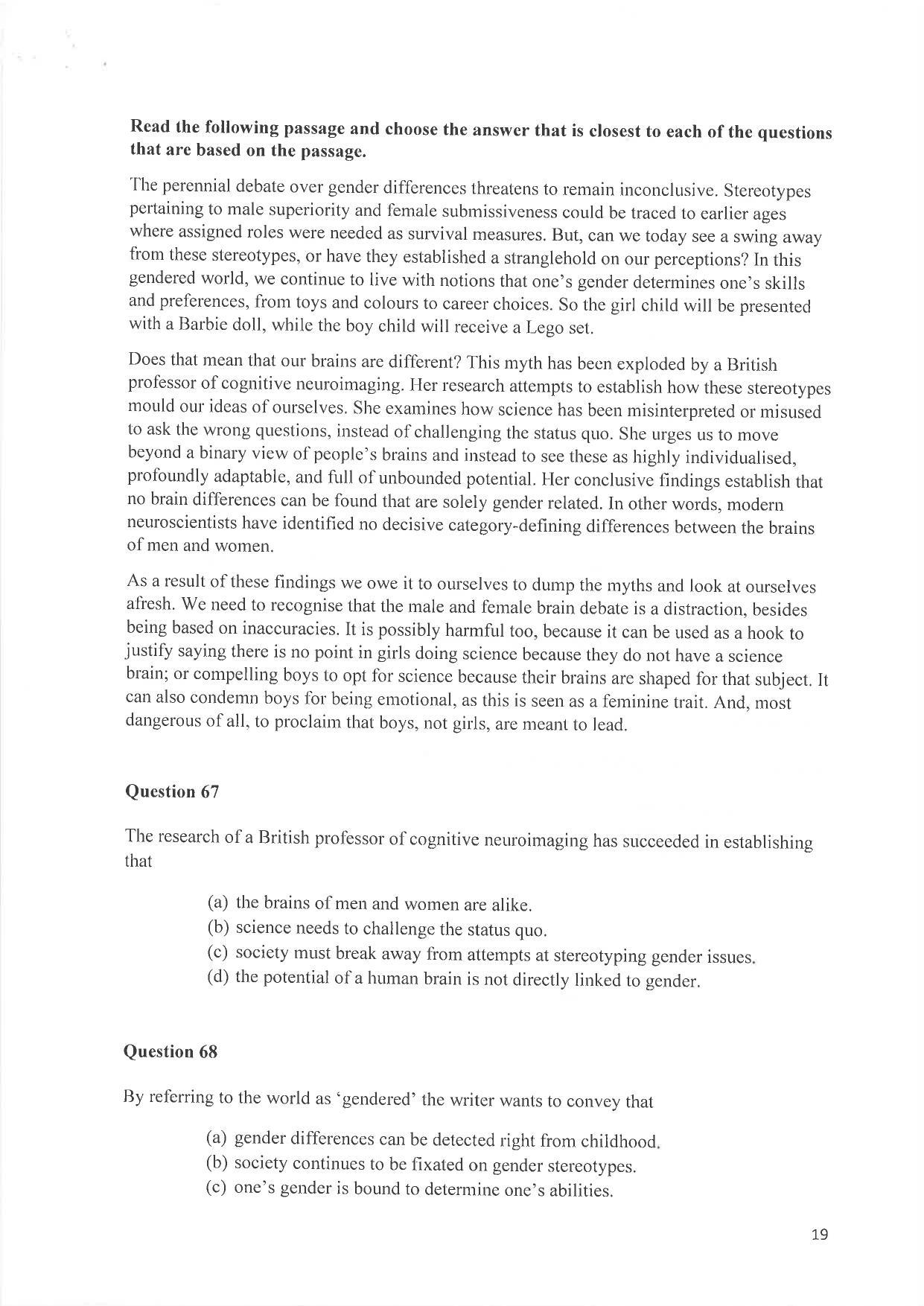IIM Indore IPM 2019 Question Paper - Page 19