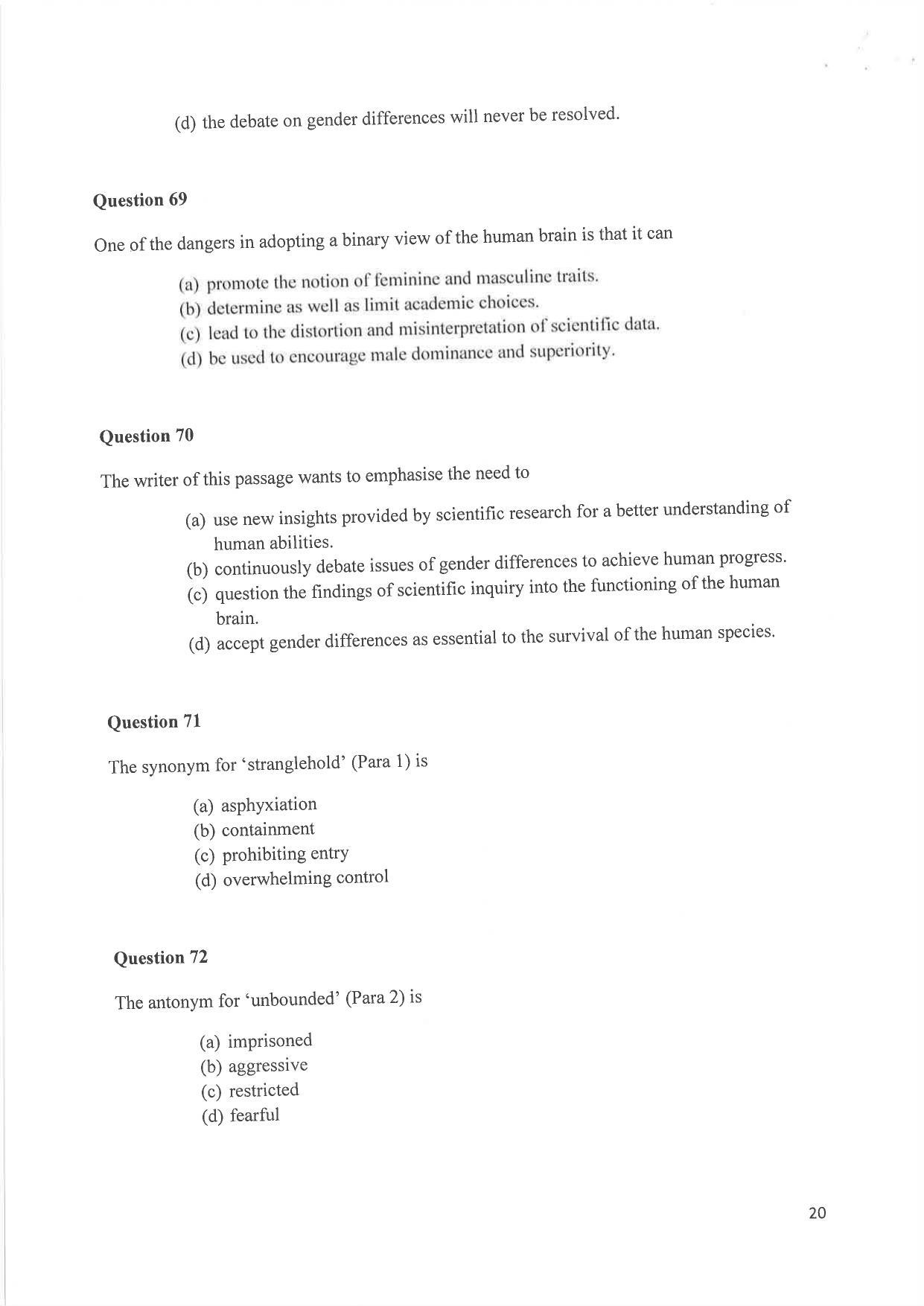 IIM Indore IPM 2019 Question Paper - Page 20