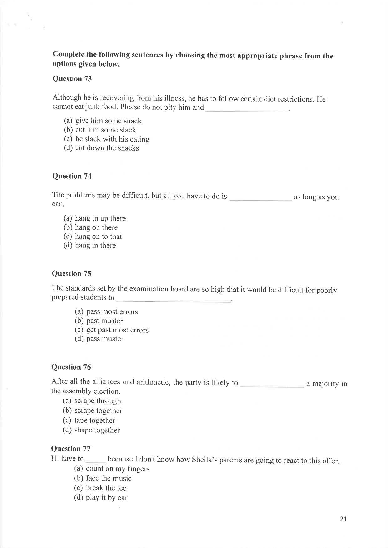 IIM Indore IPM 2019 Question Paper - Page 21