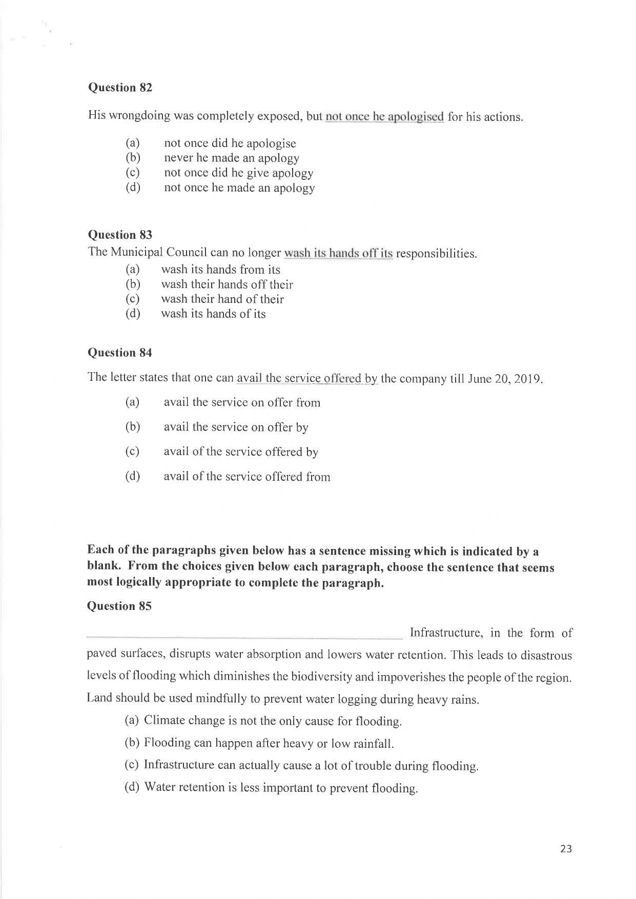 IIM Indore IPM 2019 Question Paper - Page 23