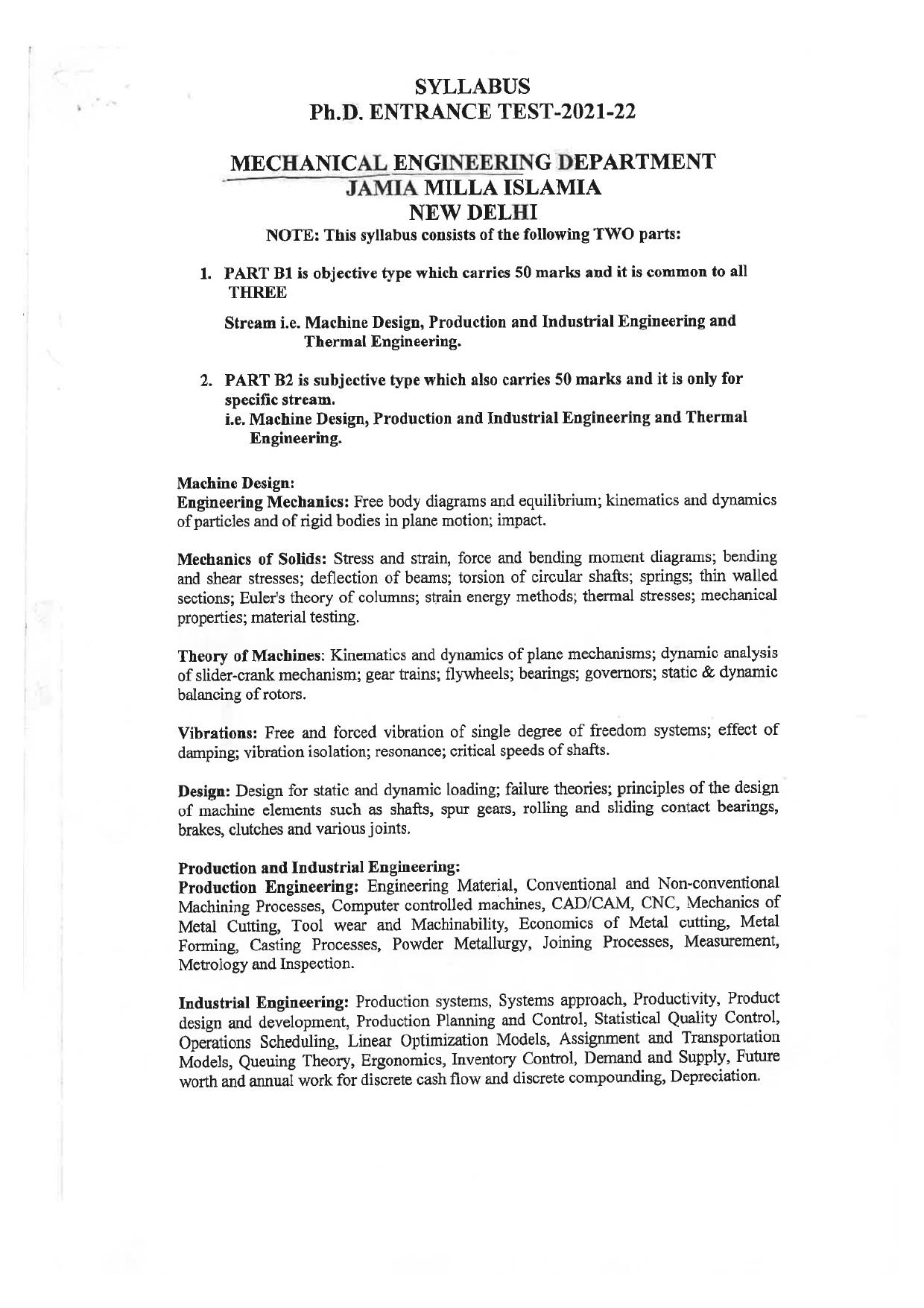 JMI Entrance Exam FACULTY OF ENGINEERING & TECHNOLOGY Syllabus - Page 2