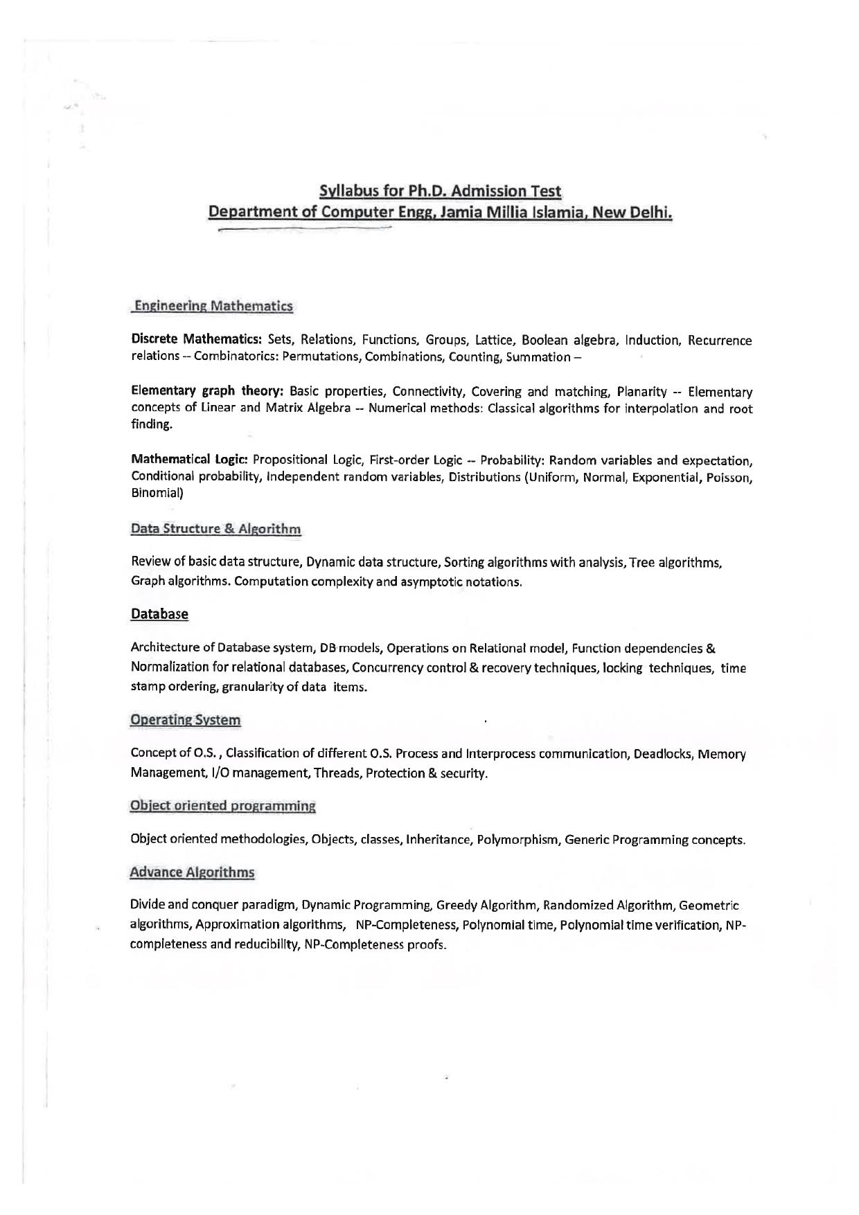 JMI Entrance Exam FACULTY OF ENGINEERING & TECHNOLOGY Syllabus - Page 12
