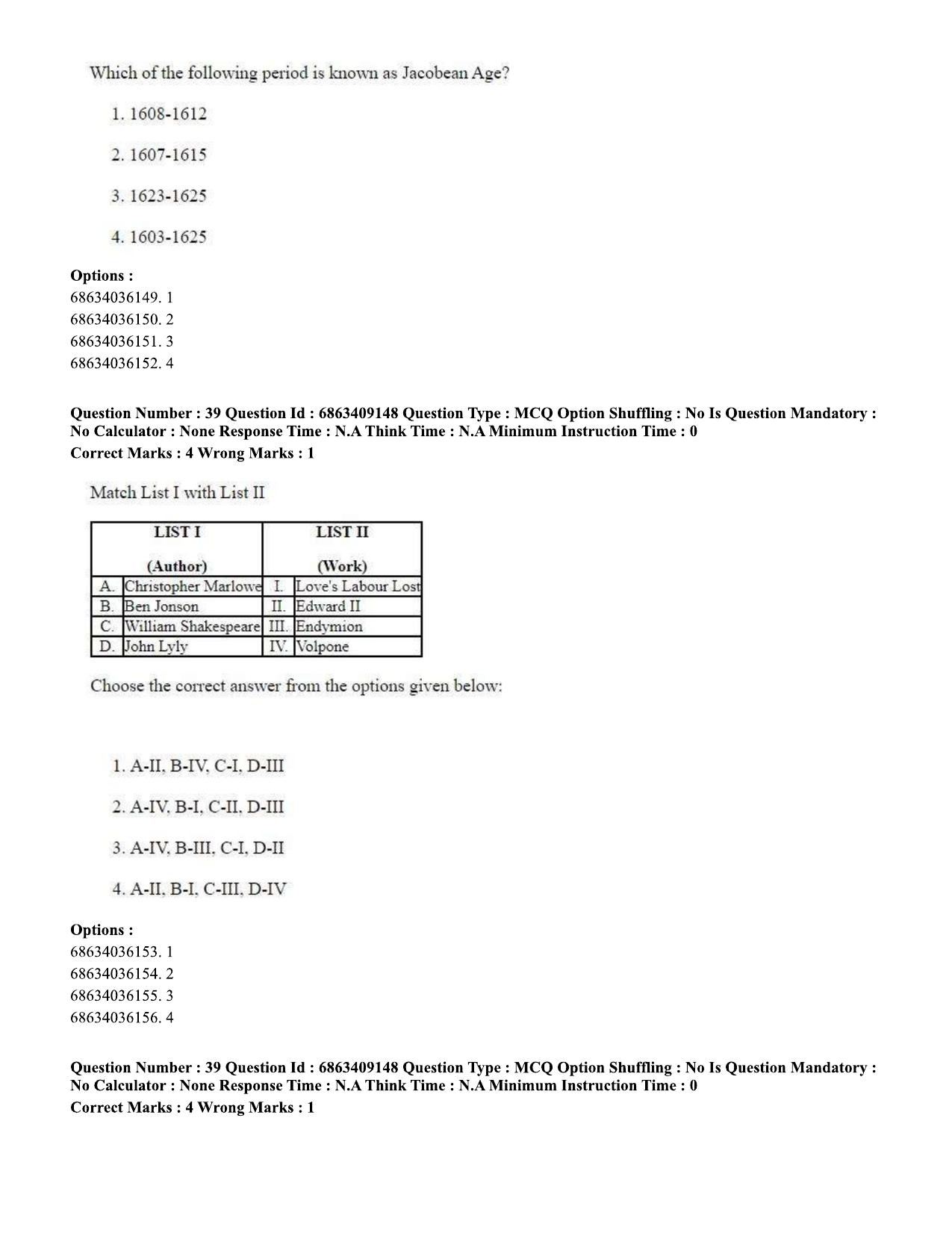 CUET PG 2023: LAQP01 – English (Eng.)-shift 3 (07-06-2023) Question Paper - Page 40