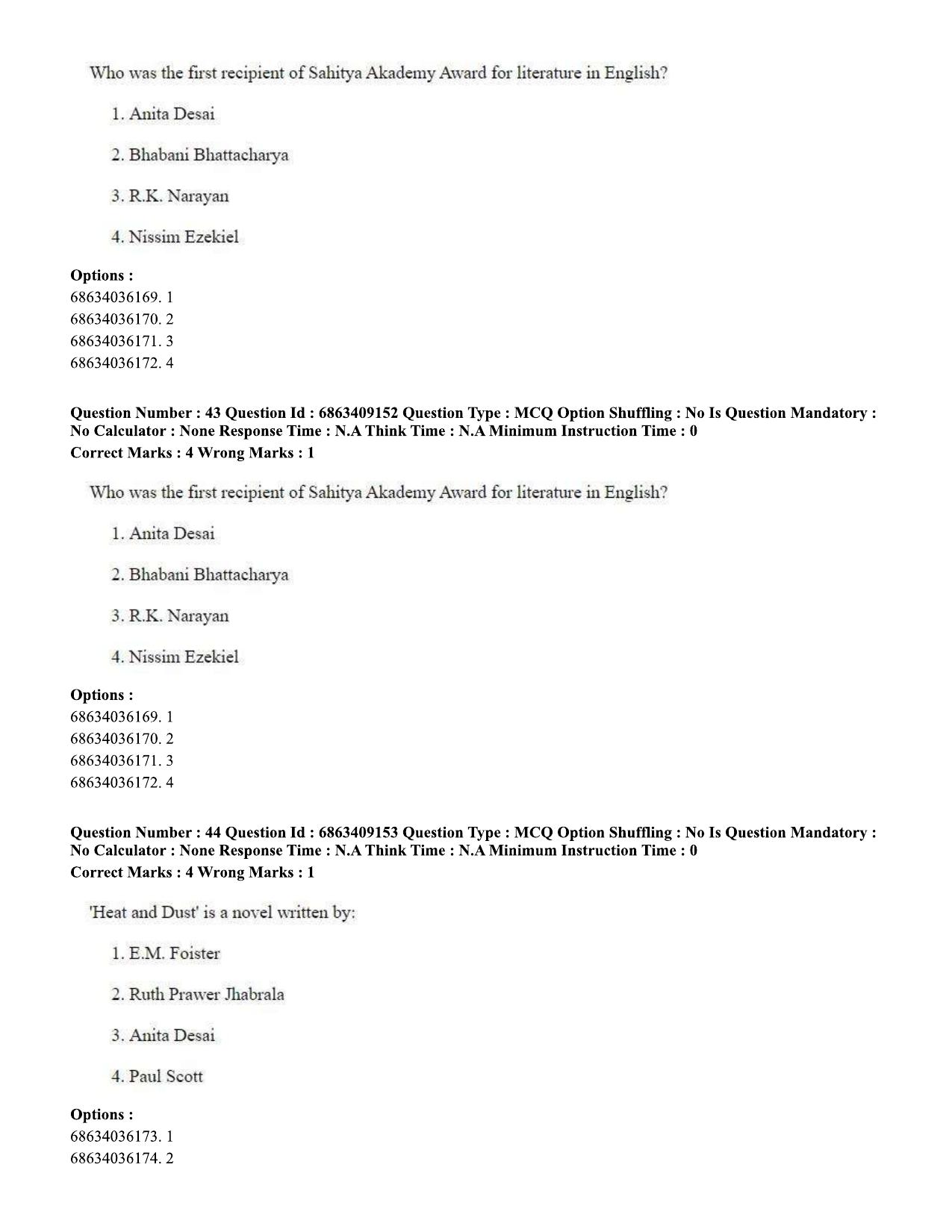 CUET PG 2023: LAQP01 – English (Eng.)-shift 3 (07-06-2023) Question Paper - Page 44