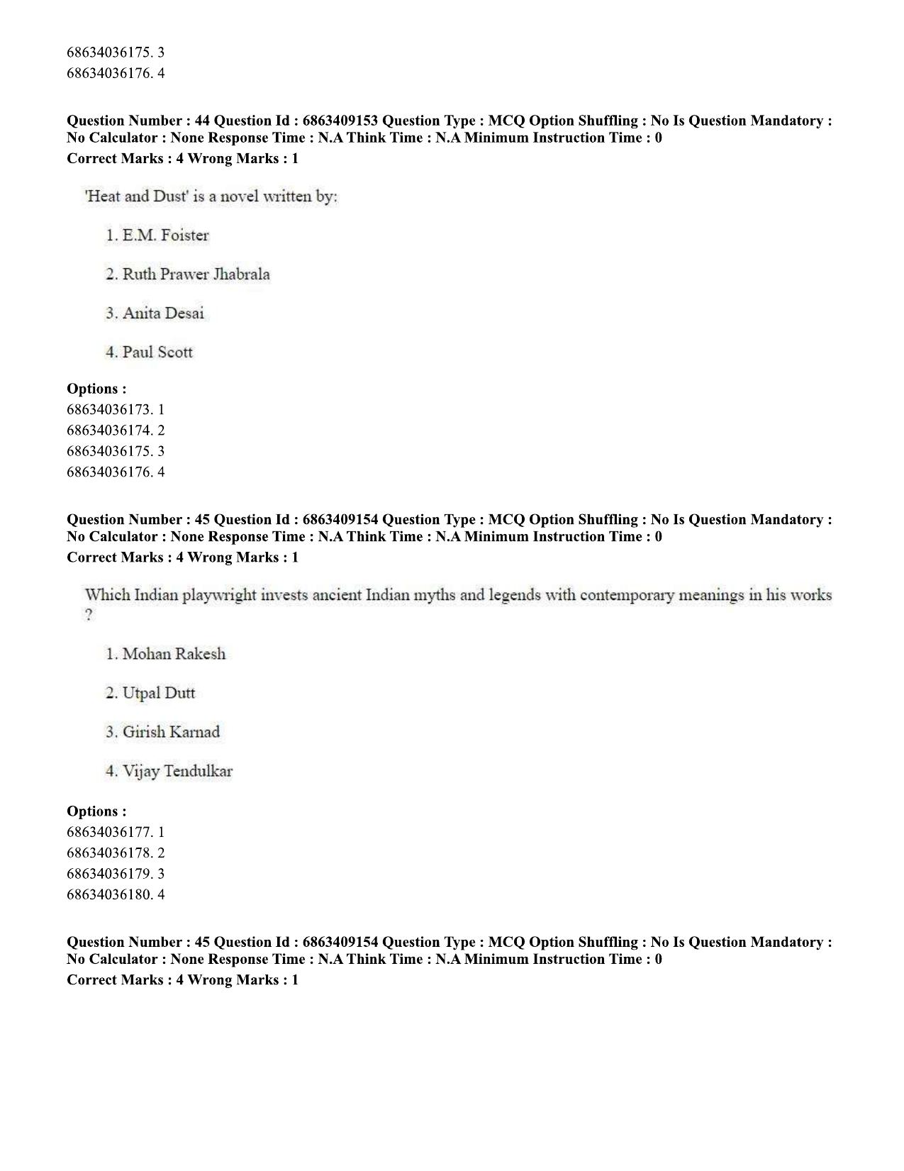 CUET PG 2023: LAQP01 – English (Eng.)-shift 3 (07-06-2023) Question Paper - Page 45