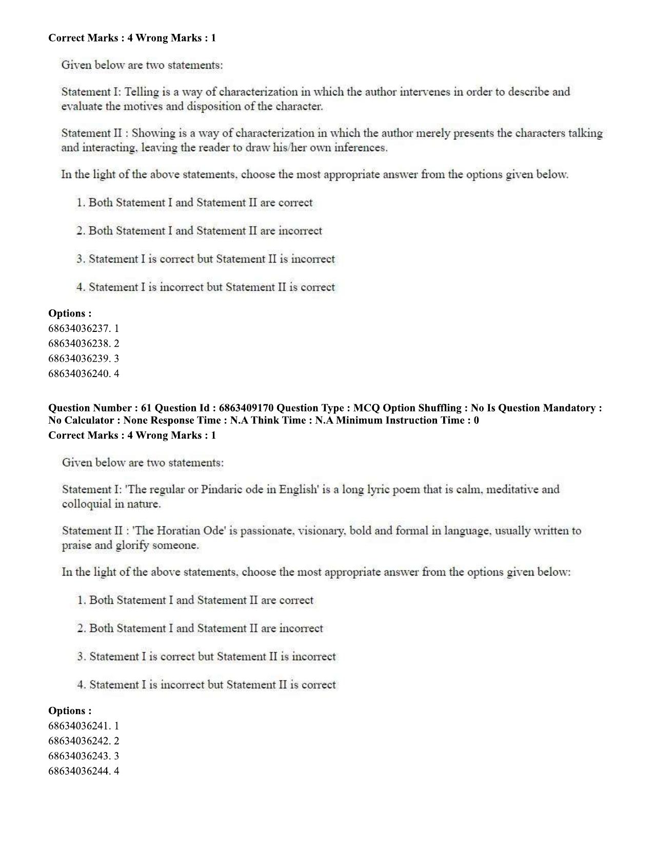 CUET PG 2023: LAQP01 – English (Eng.)-shift 3 (07-06-2023) Question Paper - Page 60