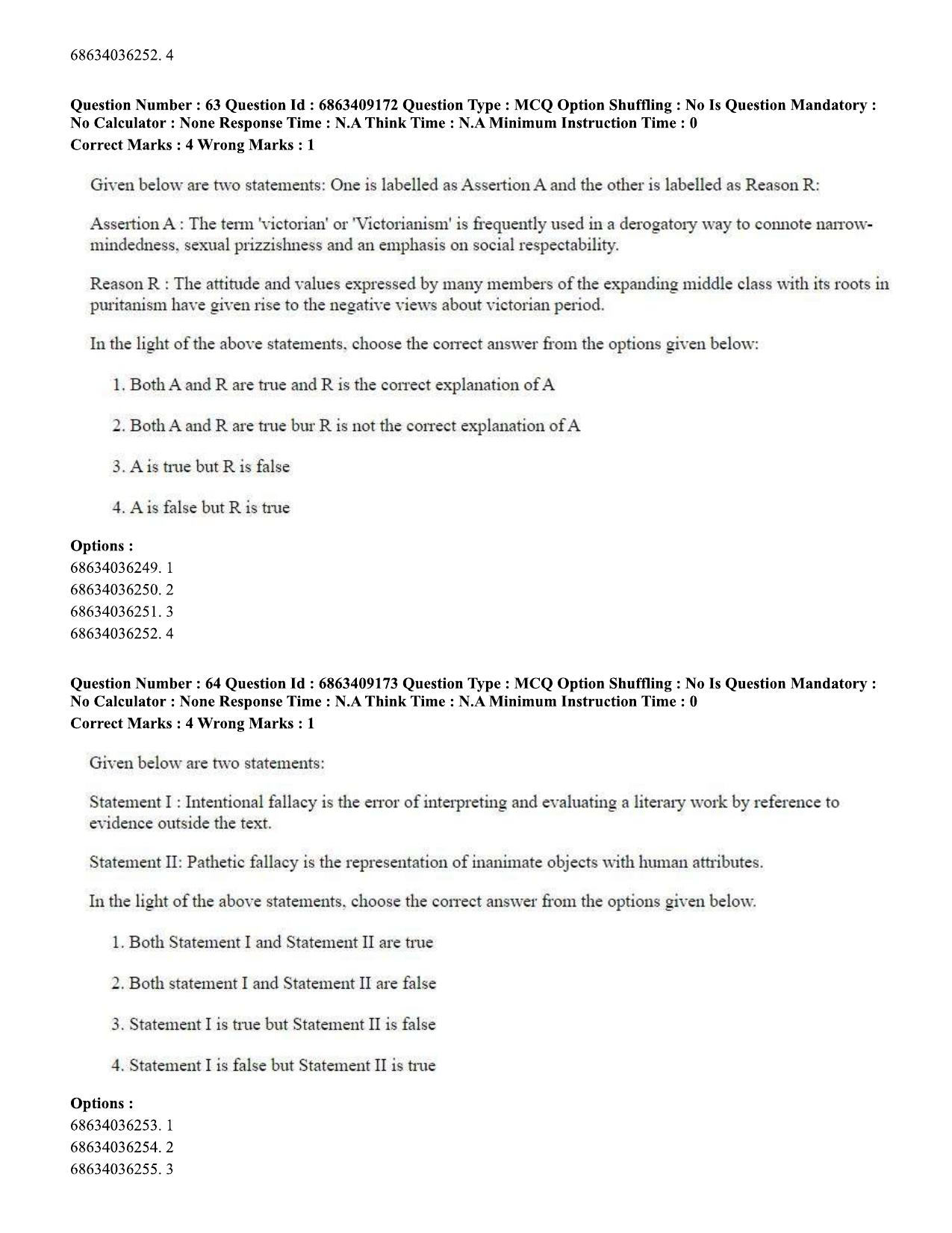 CUET PG 2023: LAQP01 – English (Eng.)-shift 3 (07-06-2023) Question Paper - Page 63