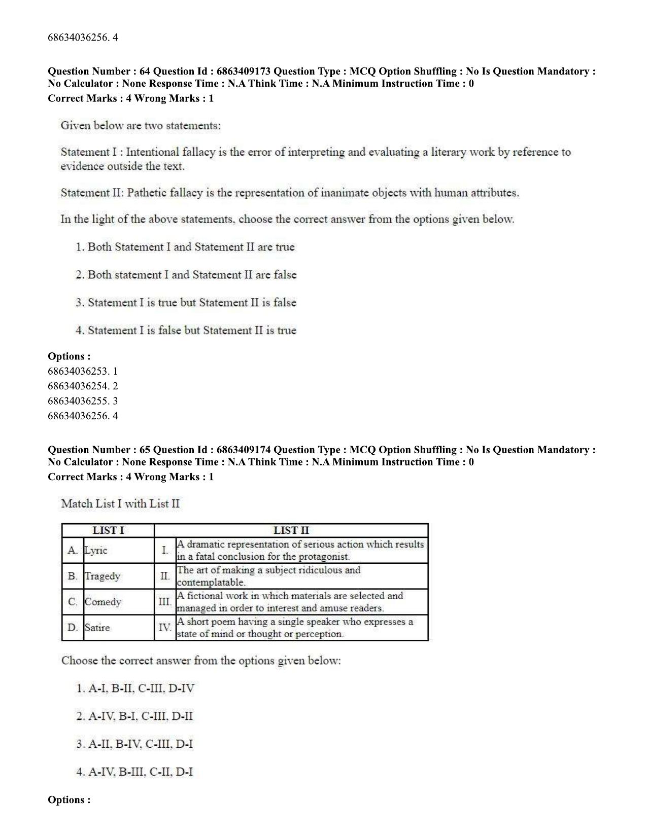 CUET PG 2023: LAQP01 – English (Eng.)-shift 3 (07-06-2023) Question Paper - Page 64