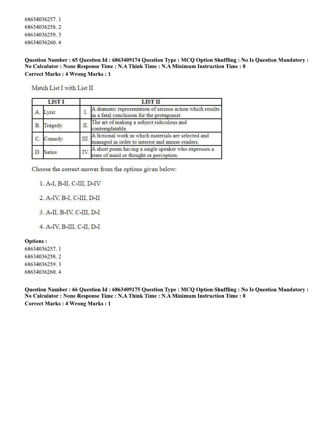 CUET PG 2023: LAQP01 – English (Eng.)-shift 3 (07-06-2023) Question Paper - Page 65