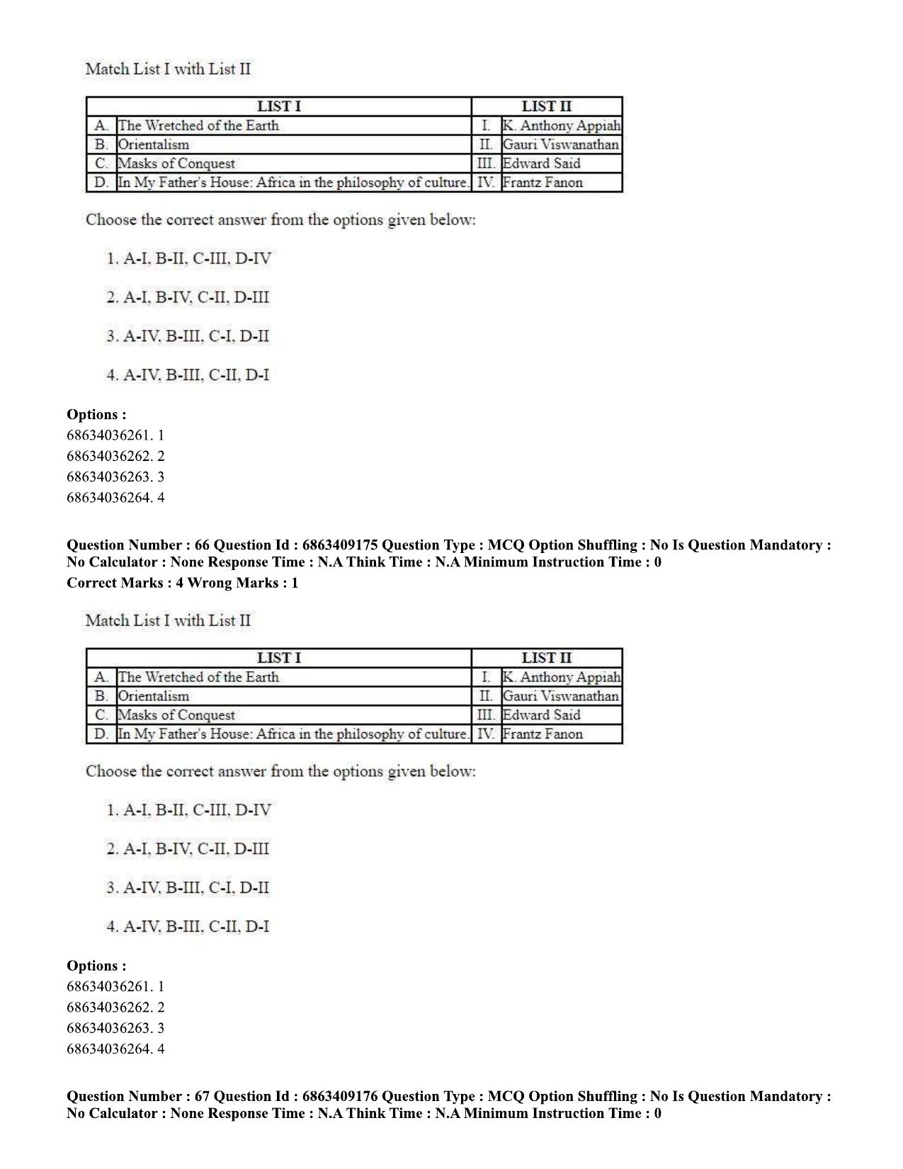 CUET PG 2023: LAQP01 – English (Eng.)-shift 3 (07-06-2023) Question Paper - Page 66