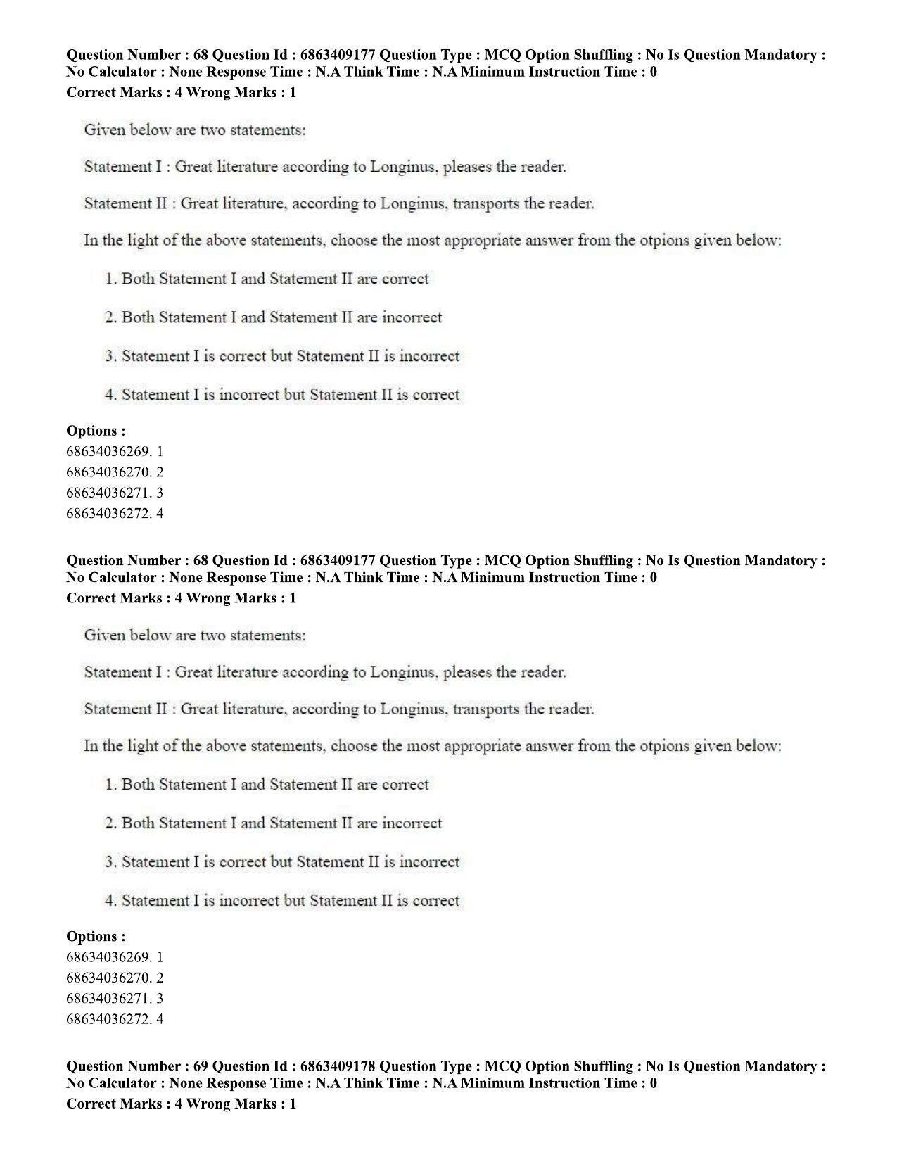 CUET PG 2023: LAQP01 – English (Eng.)-shift 3 (07-06-2023) Question Paper - Page 68