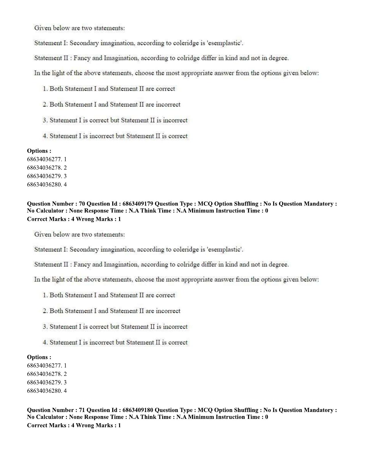 CUET PG 2023: LAQP01 – English (Eng.)-shift 3 (07-06-2023) Question Paper - Page 70