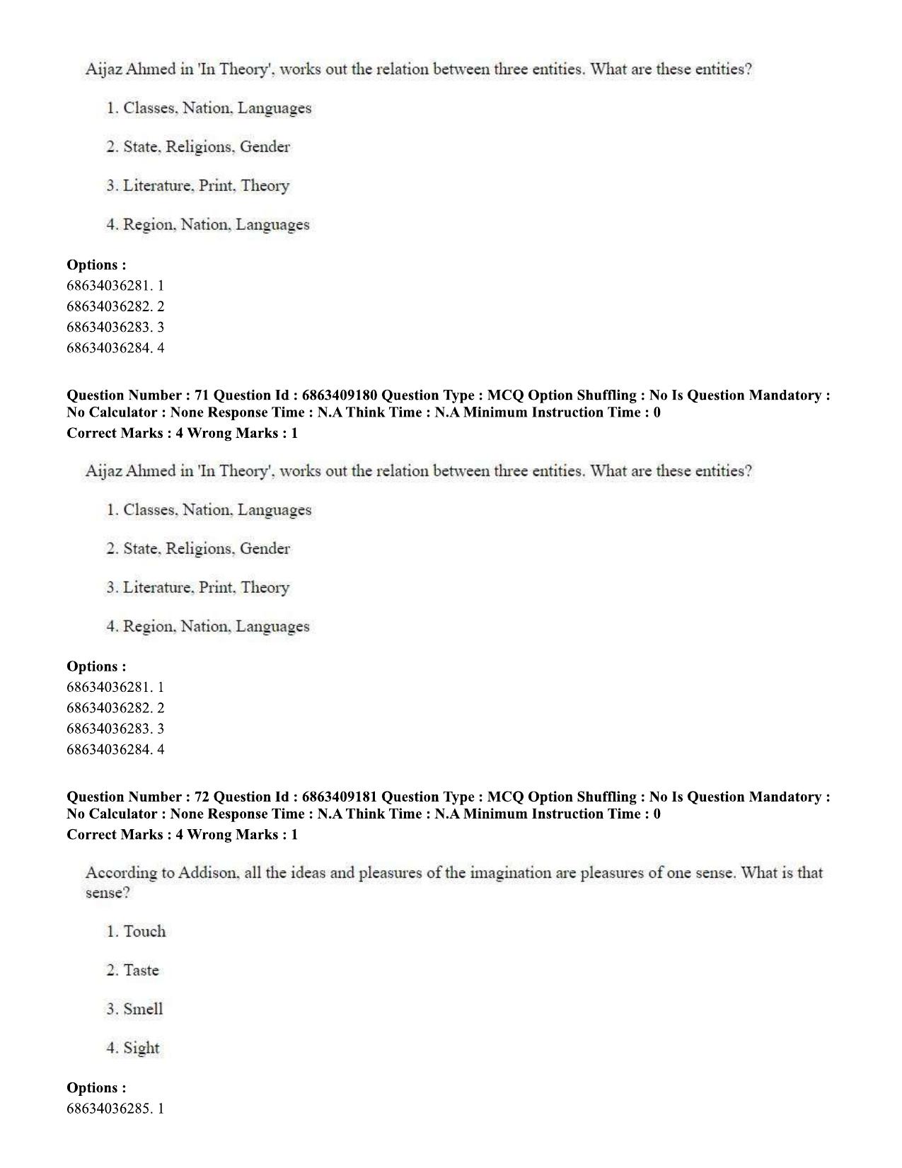 CUET PG 2023: LAQP01 – English (Eng.)-shift 3 (07-06-2023) Question Paper - Page 71