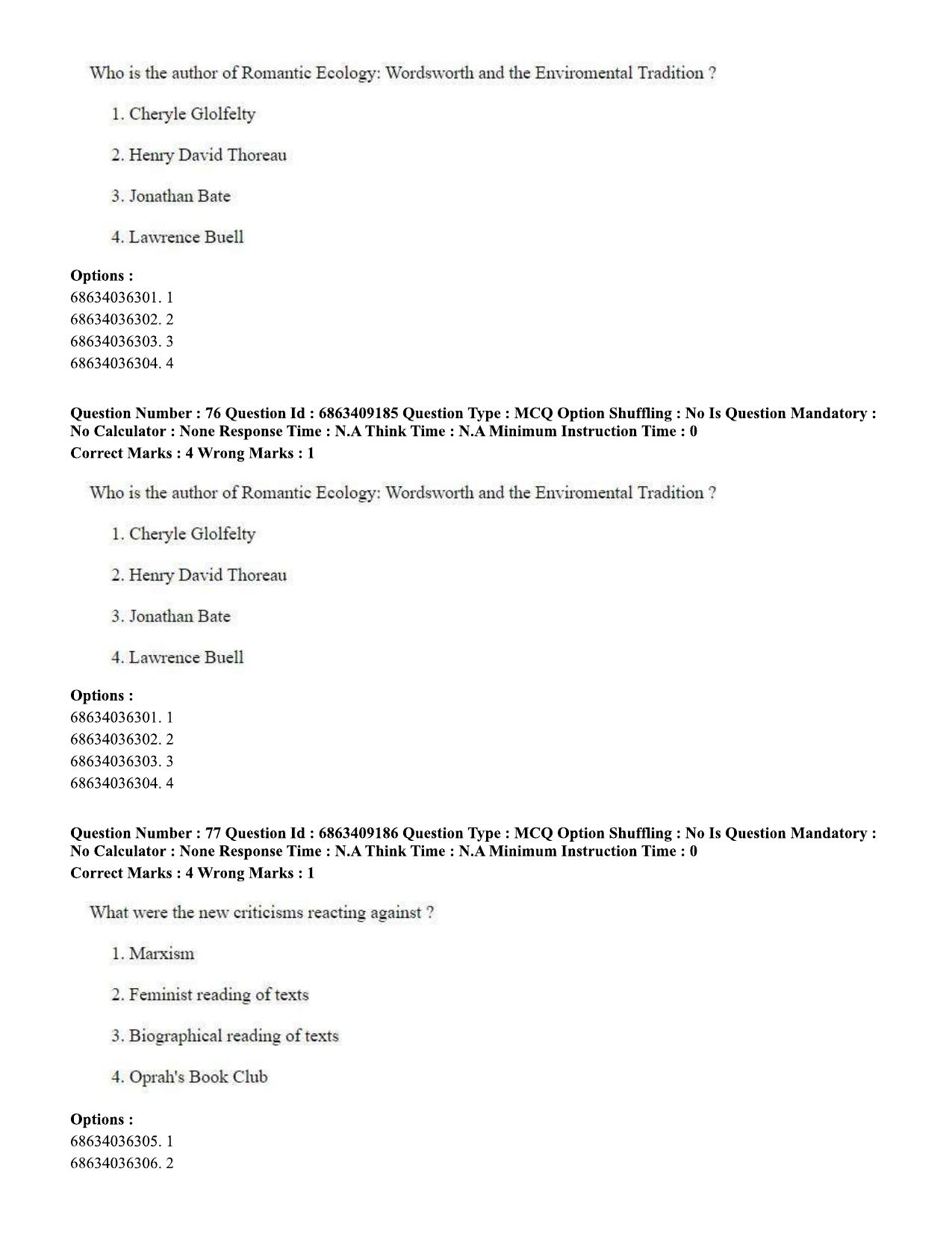 CUET PG 2023: LAQP01 – English (Eng.)-shift 3 (07-06-2023) Question Paper - Page 75