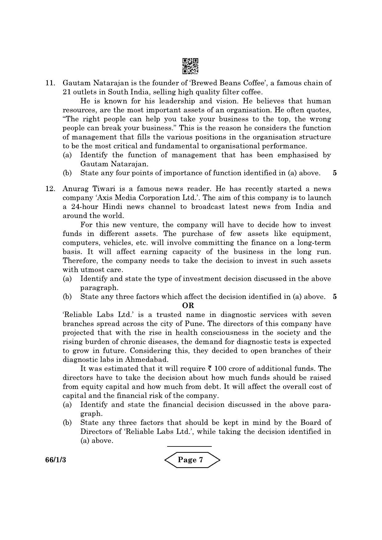 CBSE Class 12 66-1-3 Business Studies 2022 Question Paper - Page 7