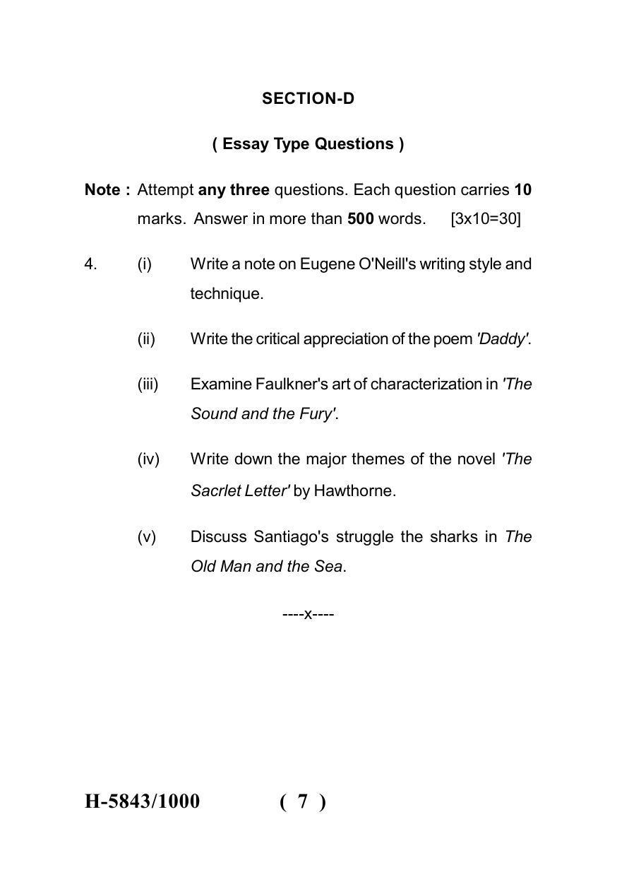 Sarguja University Question Paper July-2022 : M.A.In English(Fourth sem.) American Literature-II Paper 1 - Page 7