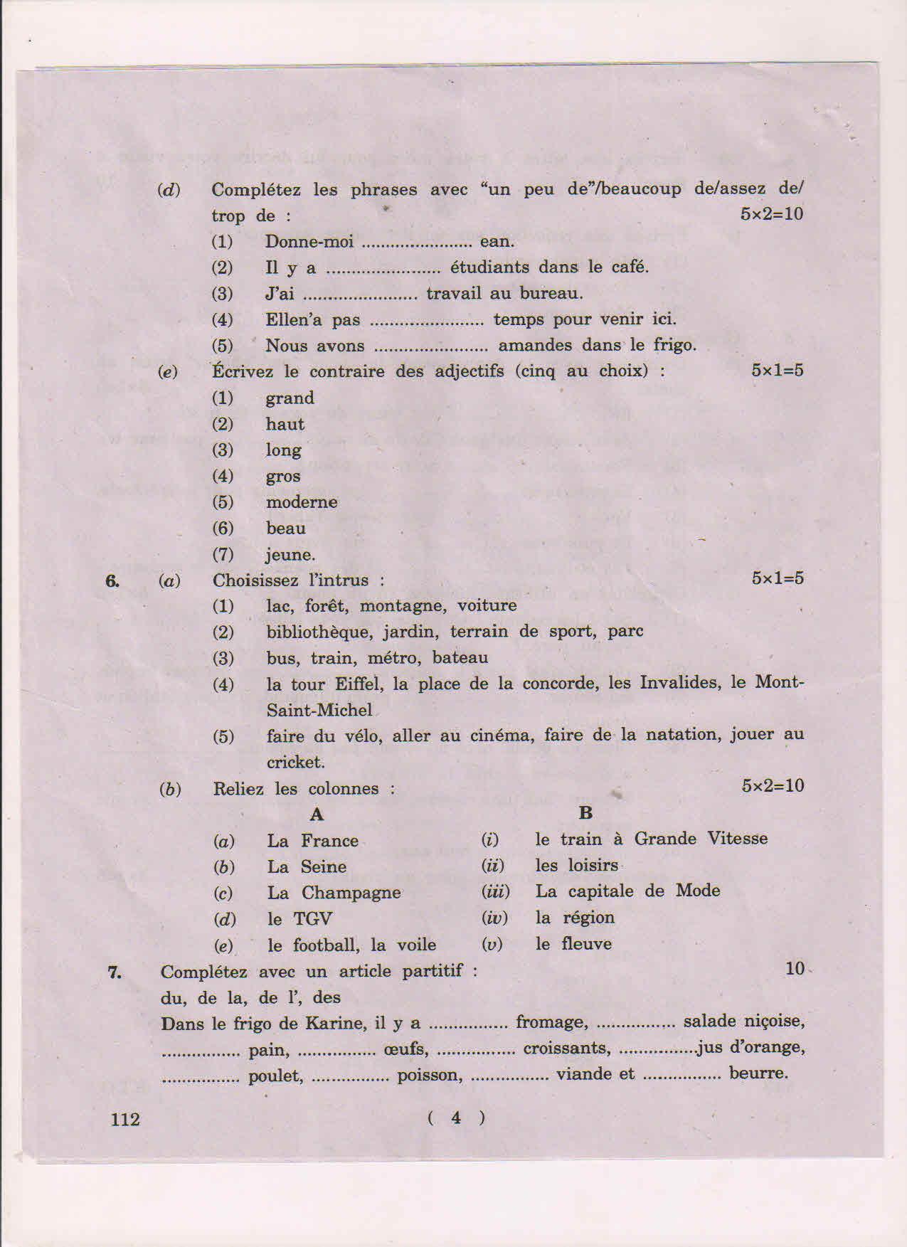 AP Inter 1st Year French-I May-2018 (General) Question Paper - Page 4