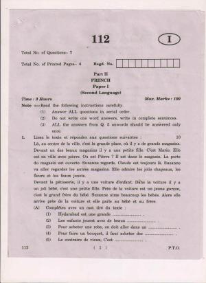 AP Inter 1st Year French-I May-2018 (General) Question Paper