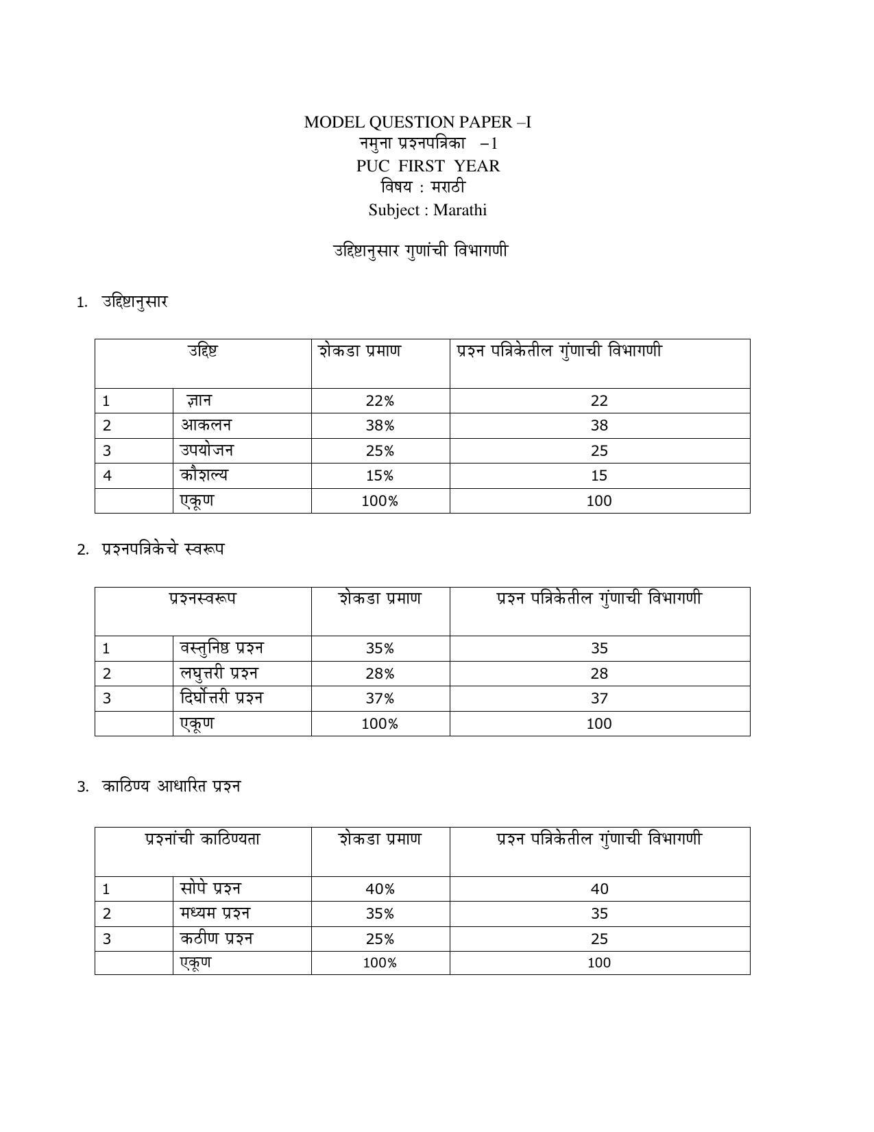 Karnataka 1st PUC MARATHI Model Question Paper - Page 5