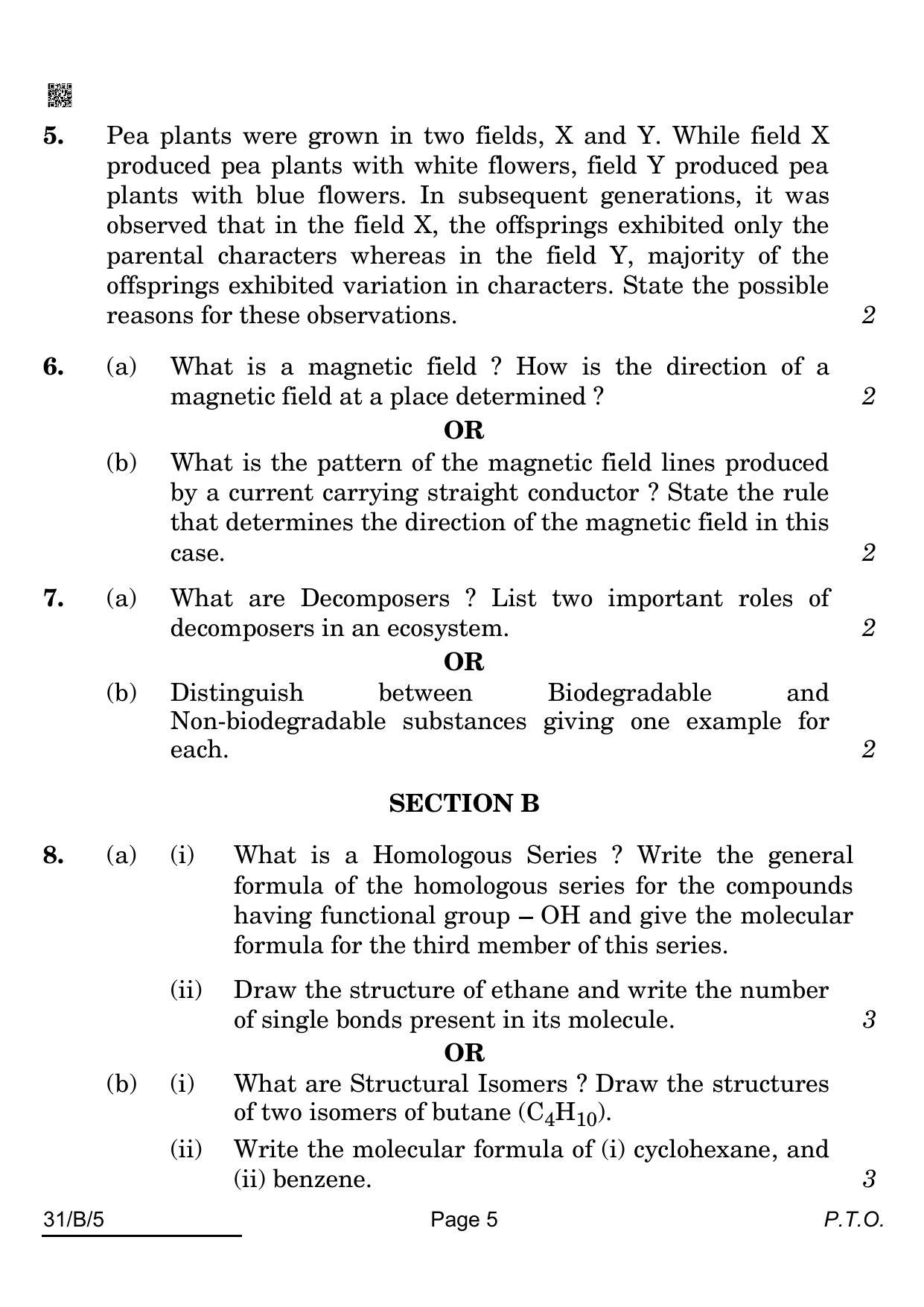 CBSE Class 10 31-B-5 Science For VI Candidates 2022 Question Paper - Page 5
